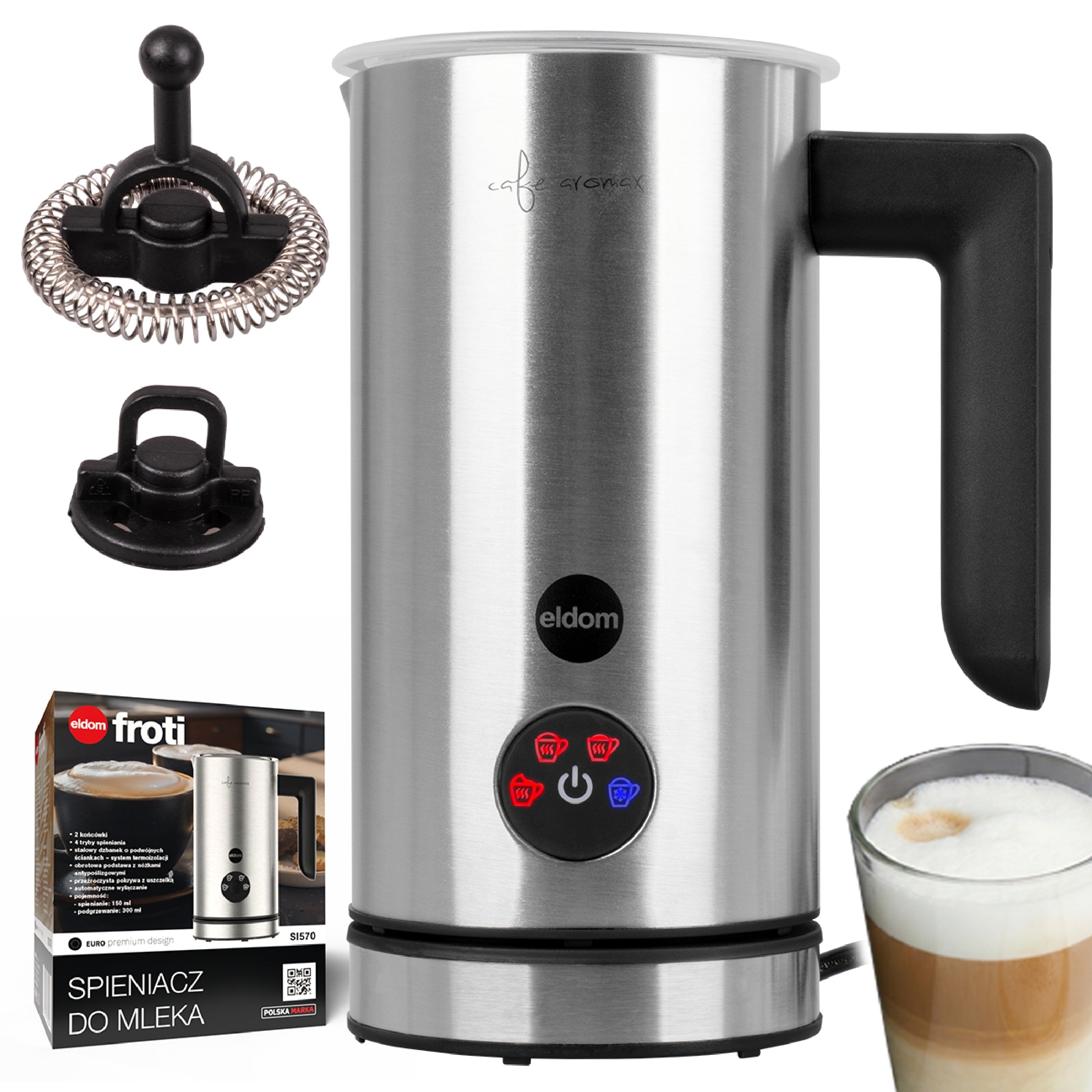 MILK FROTHER ELECTRIC 4 MODES HEATER 4in1 300ml 500W ELDOM