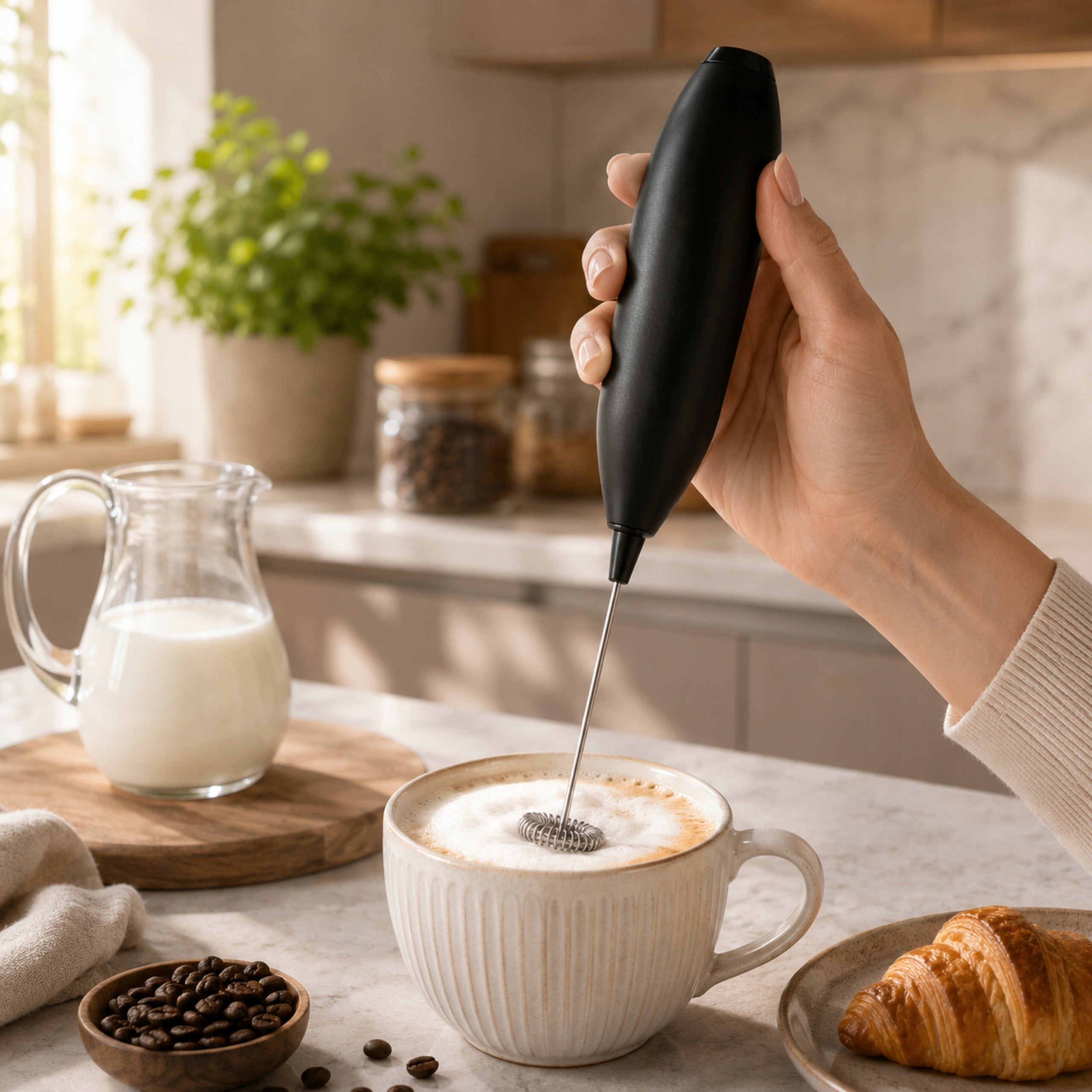 MILK FROTHER ELECTRIC COFFEE HAND 4IN1 MODES BEATER USB BLACK Packaging status original
