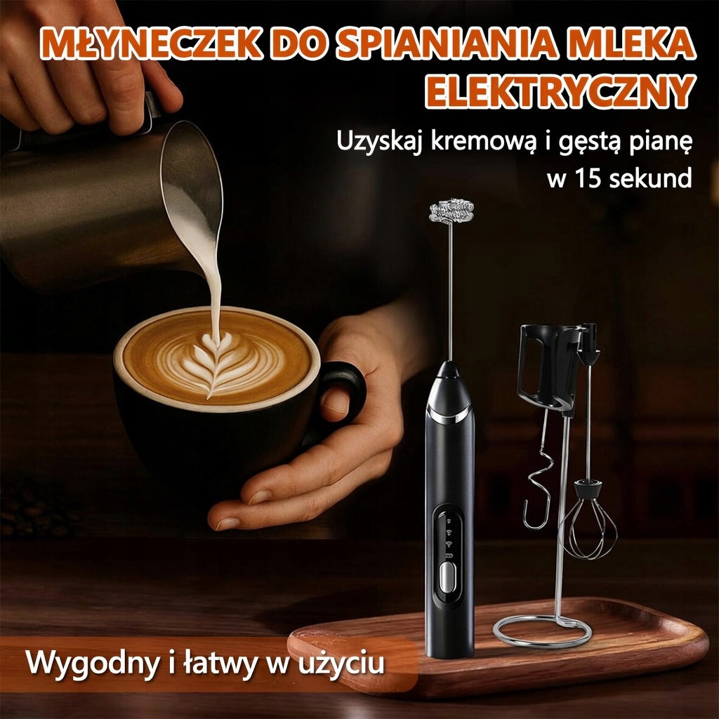 MILK FROTHER ELECTRIC HANDHELD MINI COFFEE FOAM BEATER EGG 3in1 USB Packaging status original