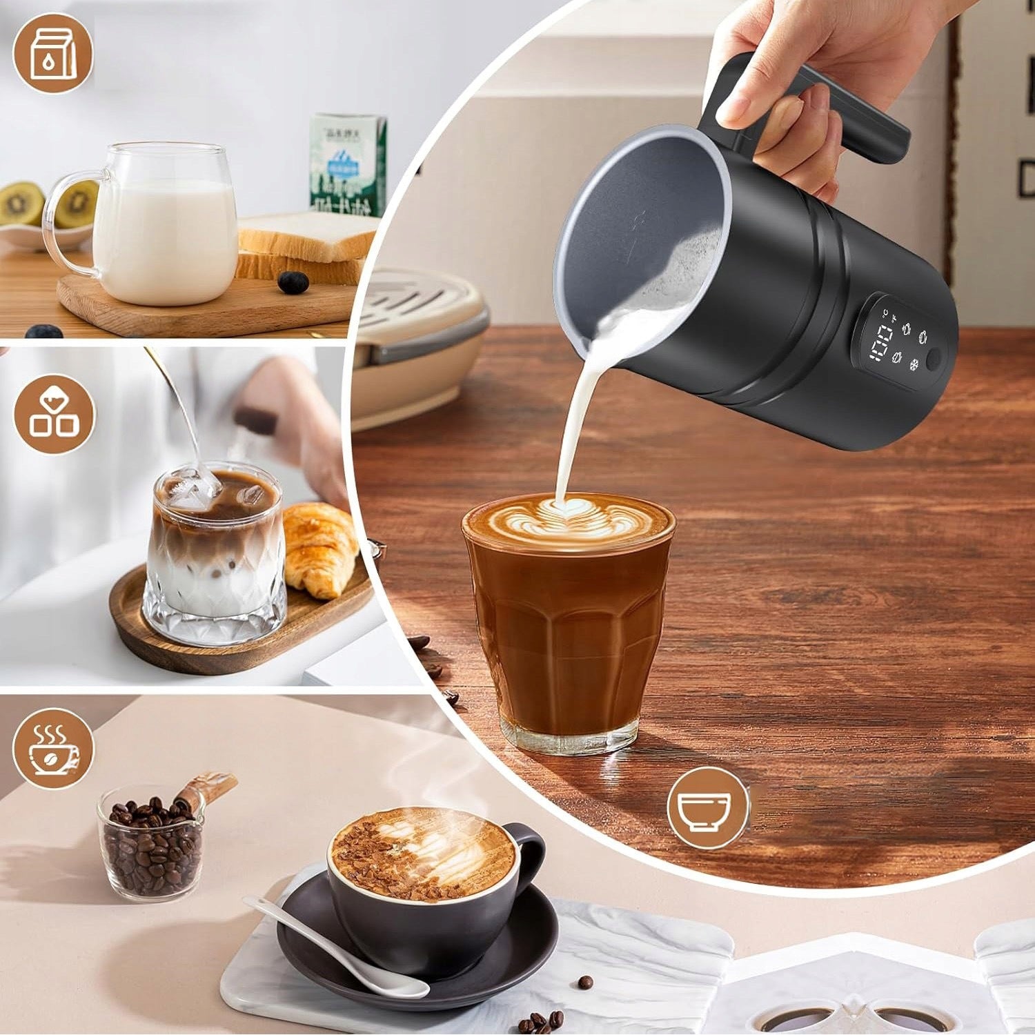 MILK FROTHER ELECTRIC HEATED MIXER BEATER 400W 4 MODES 350ML Brand no brand