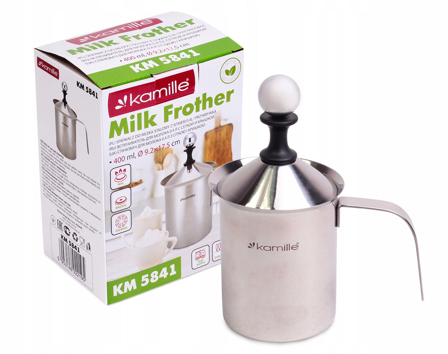 MILK FROTHER WHISPER 400ml STEEL KAMILLE