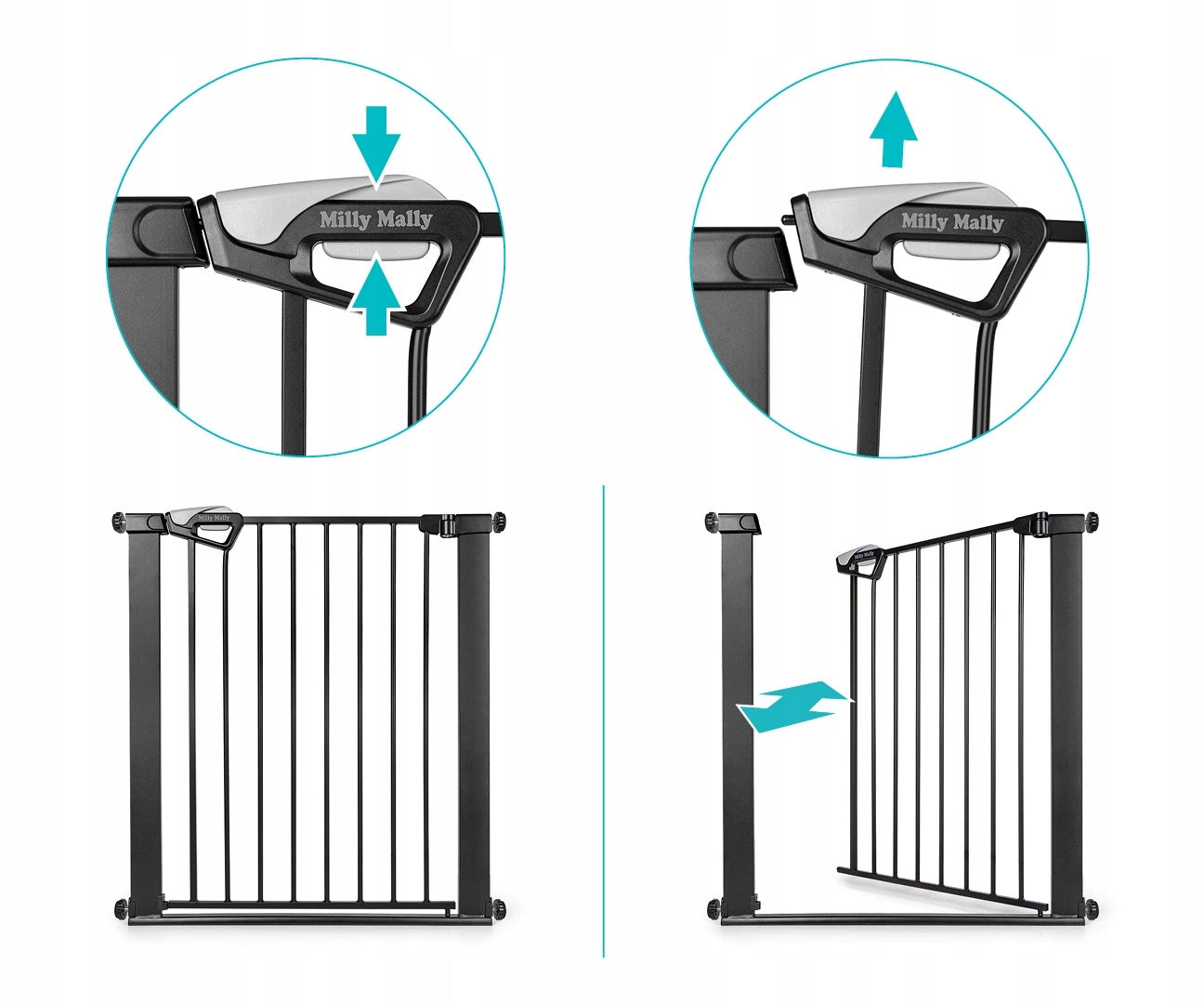 MILLY MALLY 6574 Safety gate - Guardy 83 Blac stair barrier Brand Milly Mally
