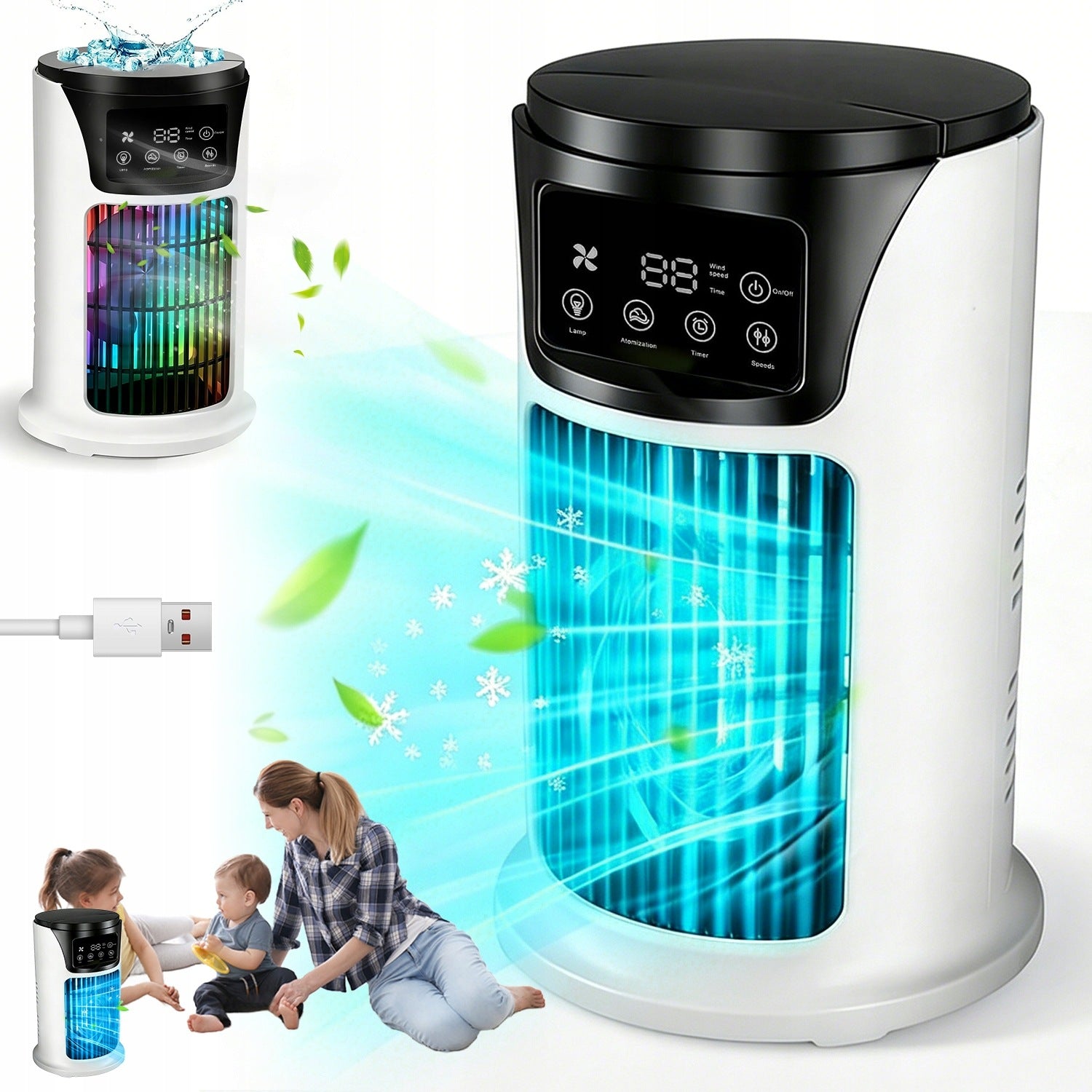 MINI 5in1 AIR CONDITIONER WITH HUMIDIFICATION AND 6h TIMER FOR BEDROOM AND ROOM