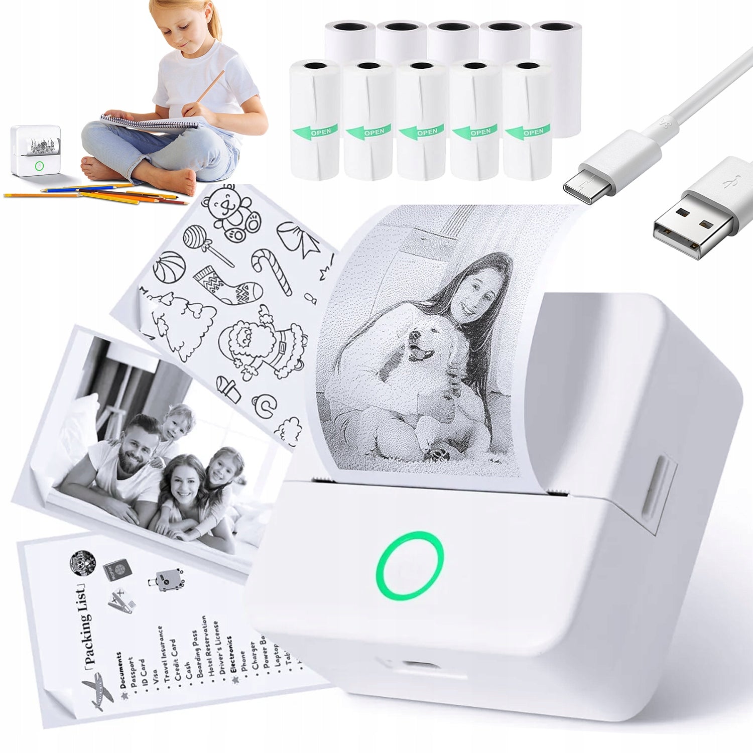 MINI BLUETOOTH THERMAL PRINTER WIRELESS BL FOR LABELS AND NOTES