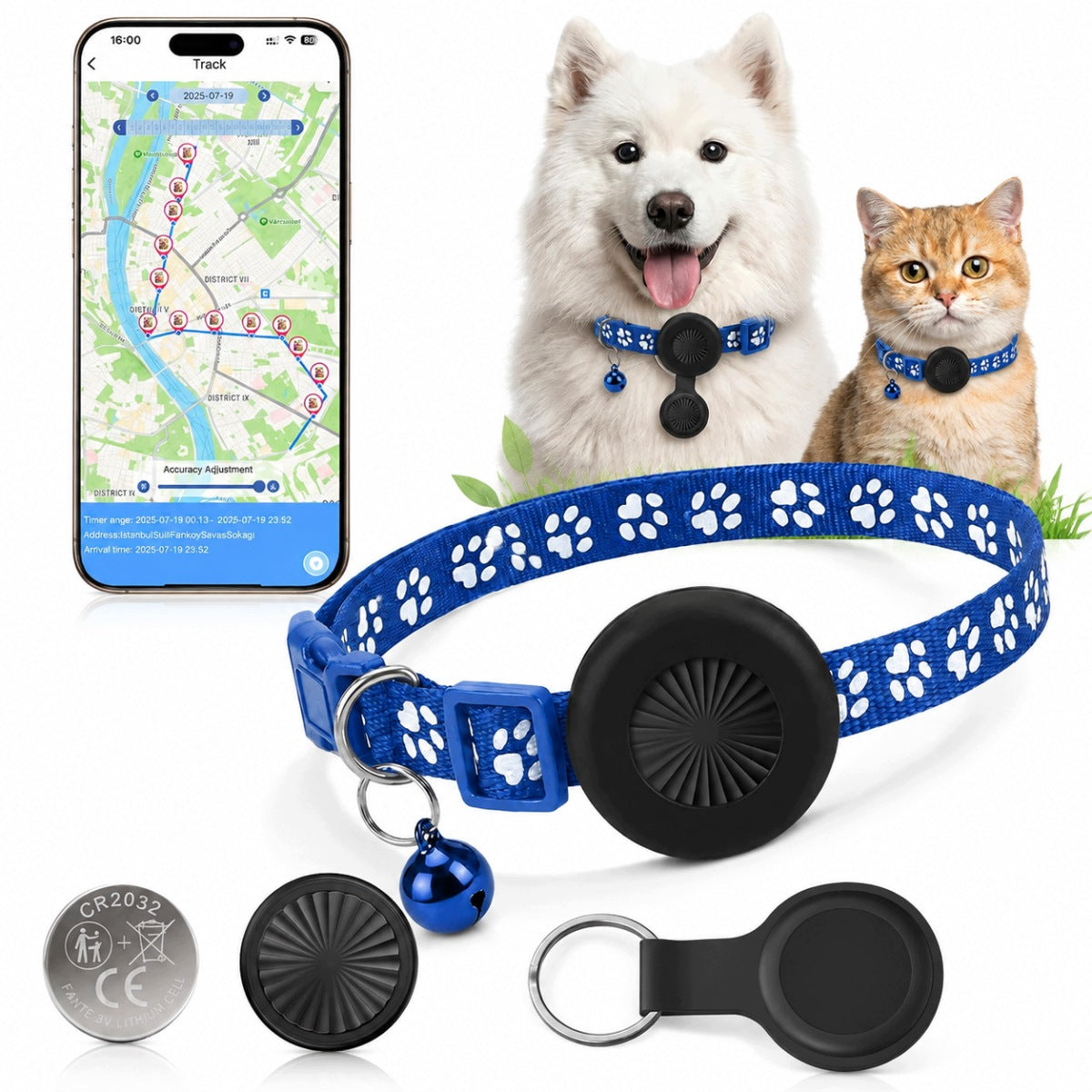 MINI CAT GPS LOCATOR COLLAR PREVENTS LOSS WITHOUT SUBSCRIPTION