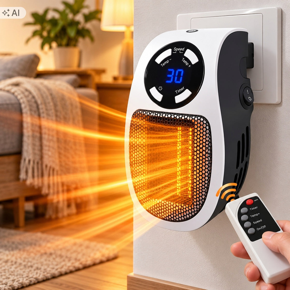 MINI ELECTRIC HEATER FOR SOCKET APRON HANDY HEATER WITH REMOTE CONTROL Manufacturer code 259891