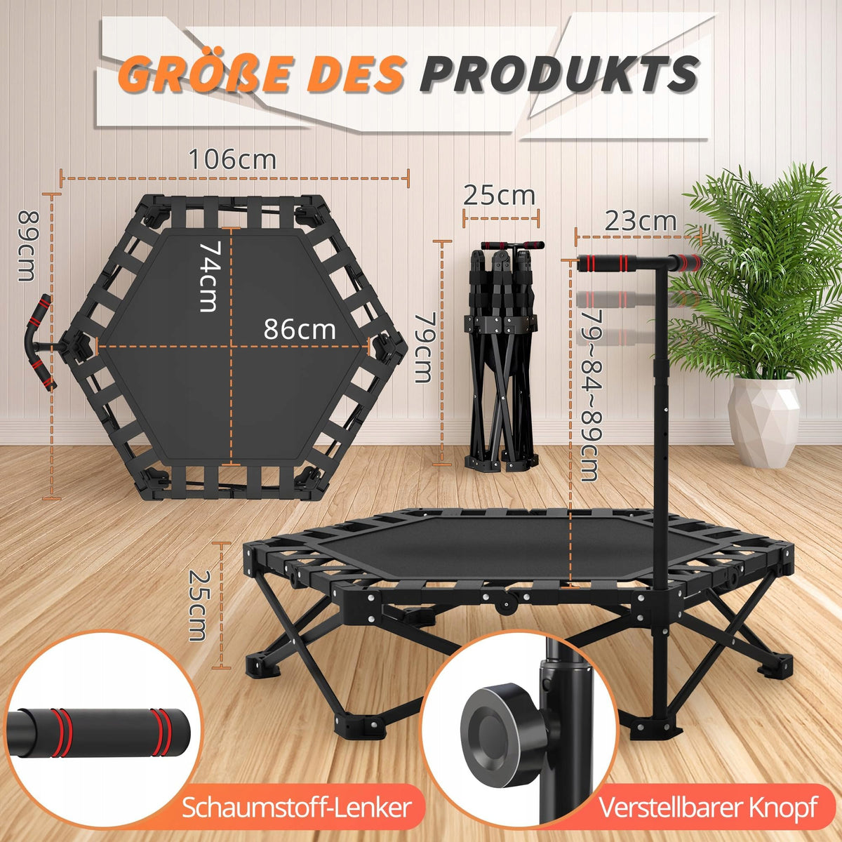MINI FITNESS TRAMPOLINE 106CM FOLDABLE WITH EXERCISE HANDLE Brand no brand