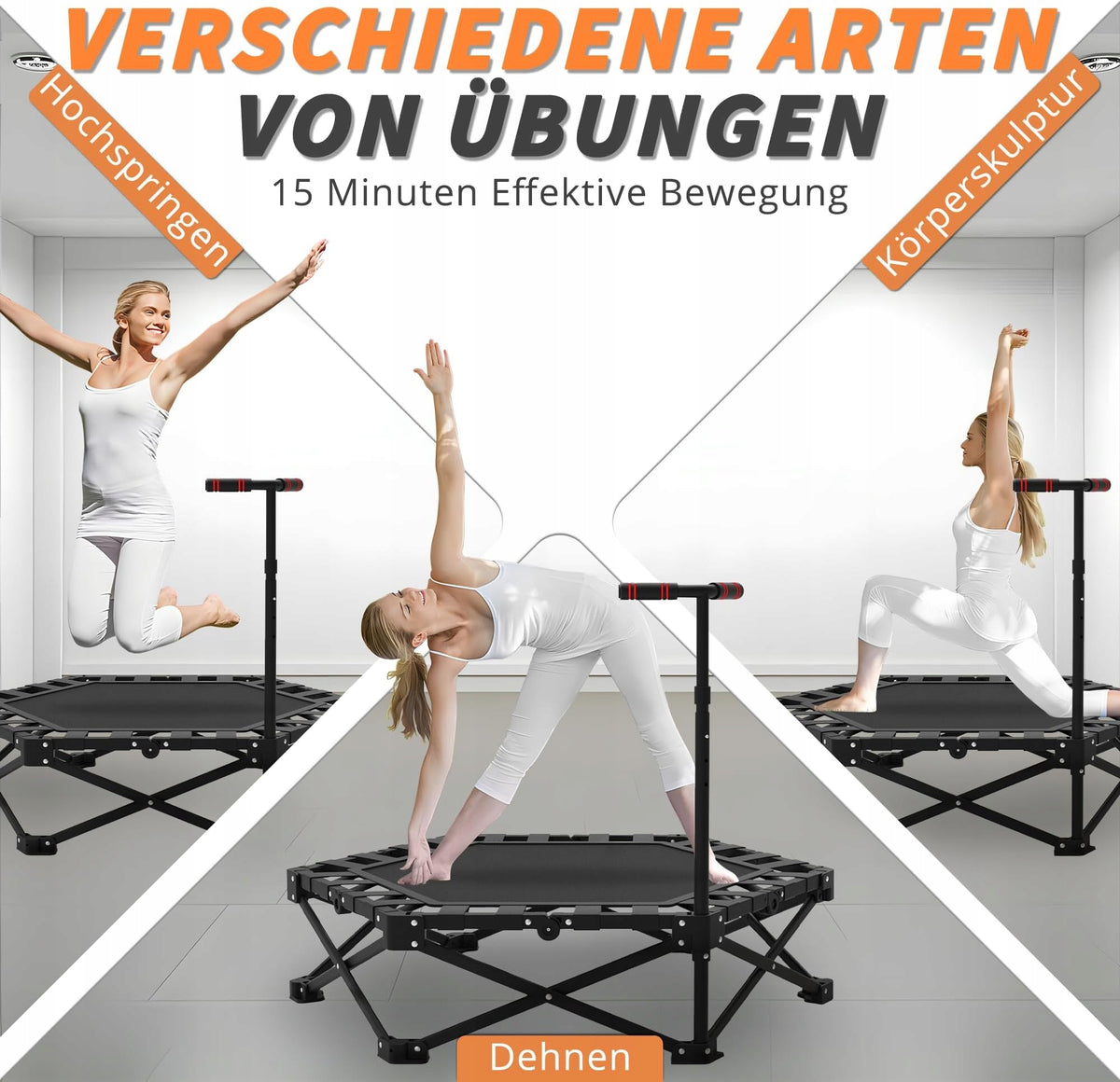 MINI FITNESS TRAMPOLINE 106CM FOLDABLE WITH EXERCISE HANDLE Manufacturer code Trampolina Domowa Fitness