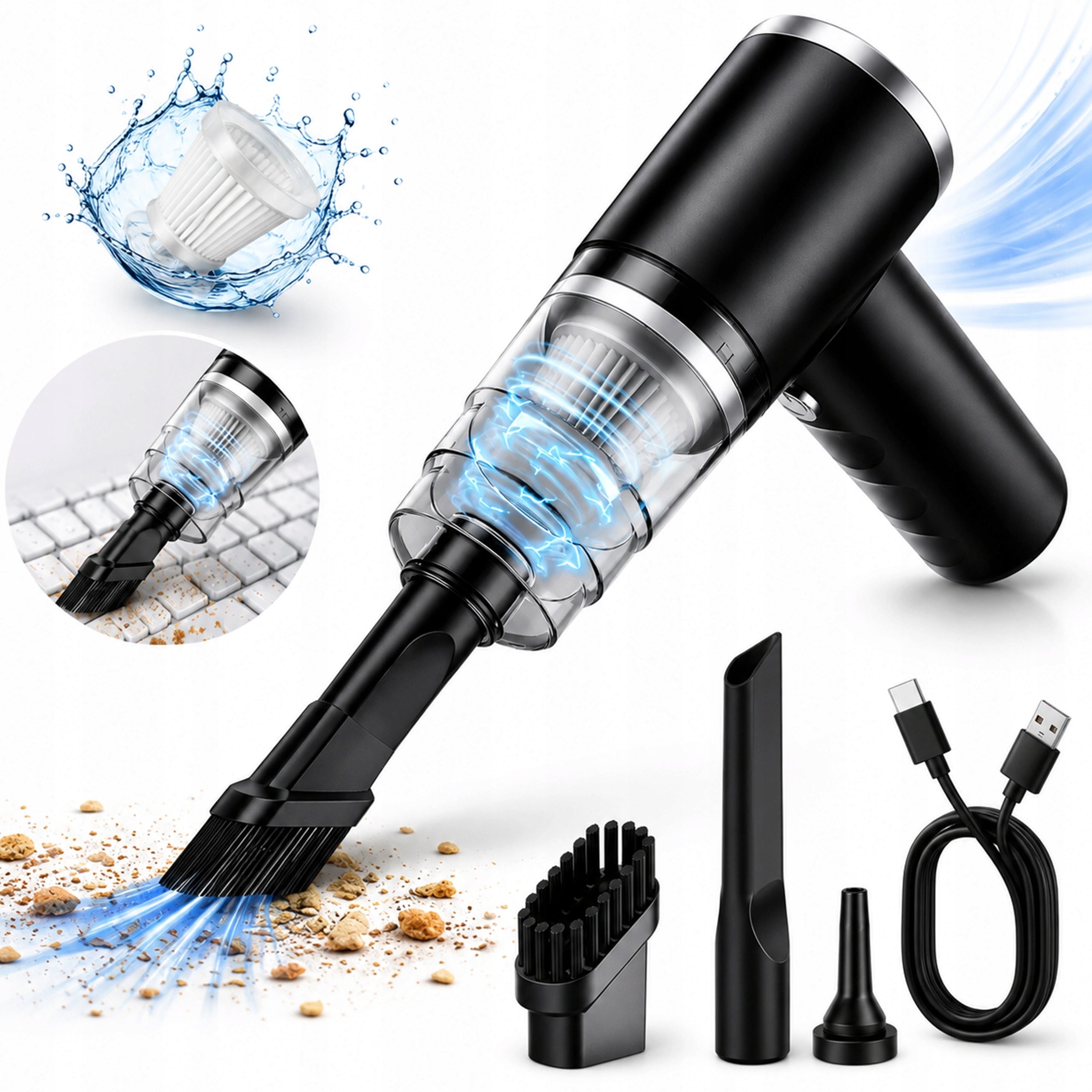 MINI HANDHELD CAR HOUSE VACUUM CLEANER WIRELESS FOR CAR 3in1 BLOWER