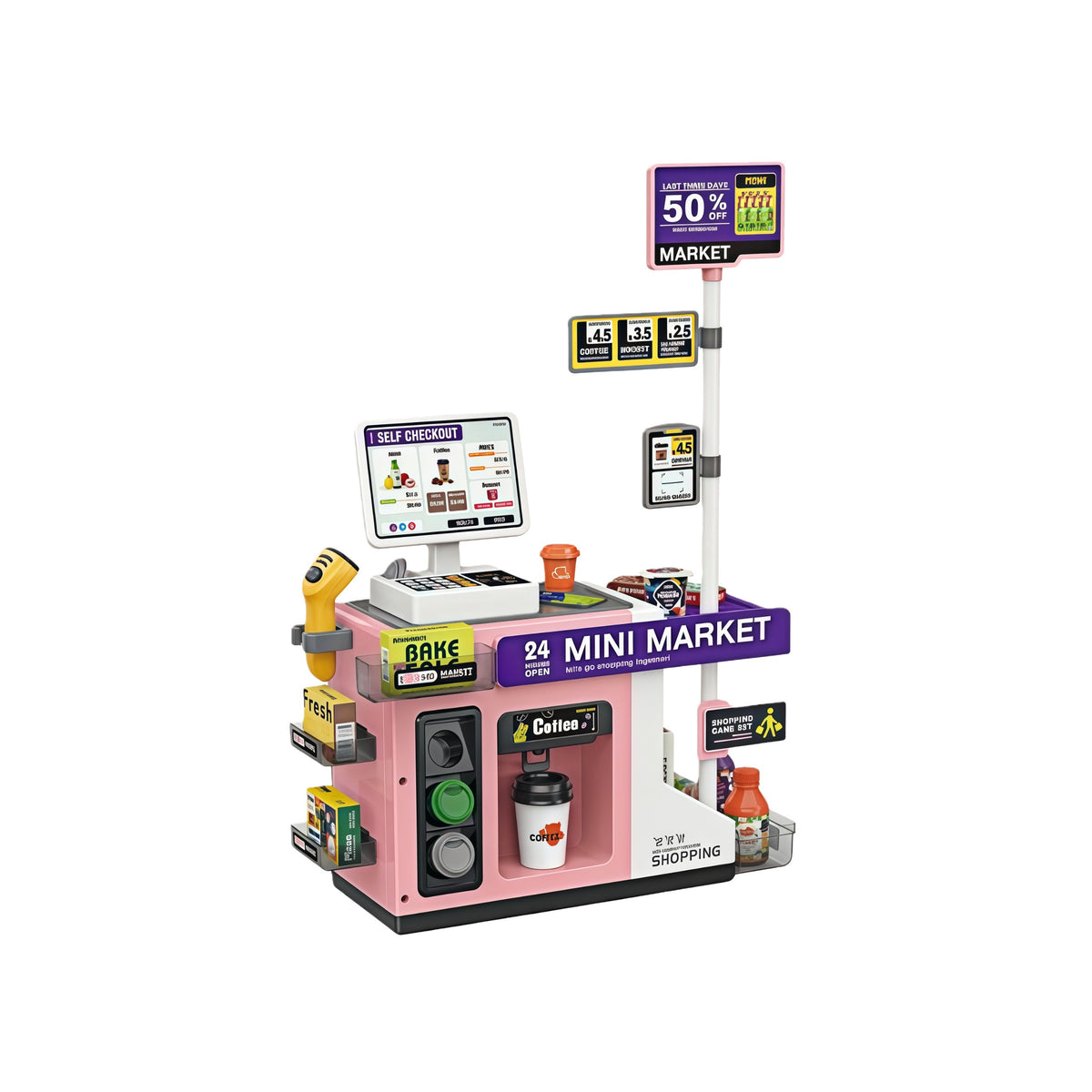MINI MARKET FOR CHILDREN SHOP 24H CASH REGISTER FUN SCANNER AKCESORIA EAN (GTIN) 5904814042810