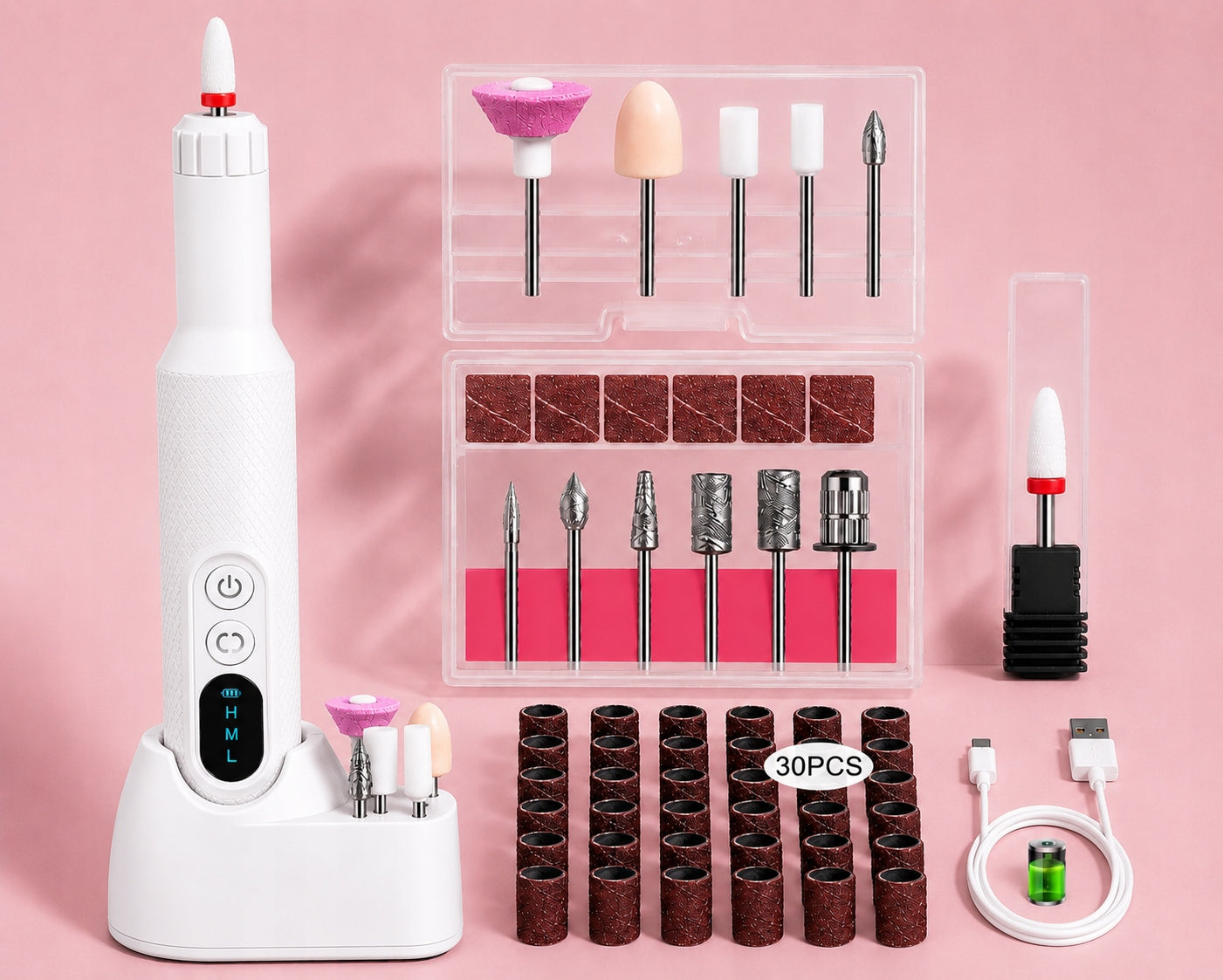 MINI NAIL MILLING MACHINE WIRELESS USB-C HYBRID BASE + ACCESSORIES Packaging status original