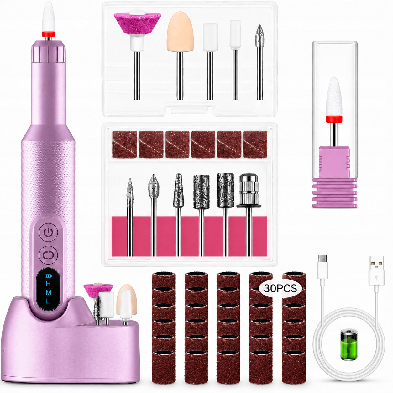 MINI NAIL MILLING MACHINE WIRELESS USB-C HYBRID BASE + ACCESSORIES