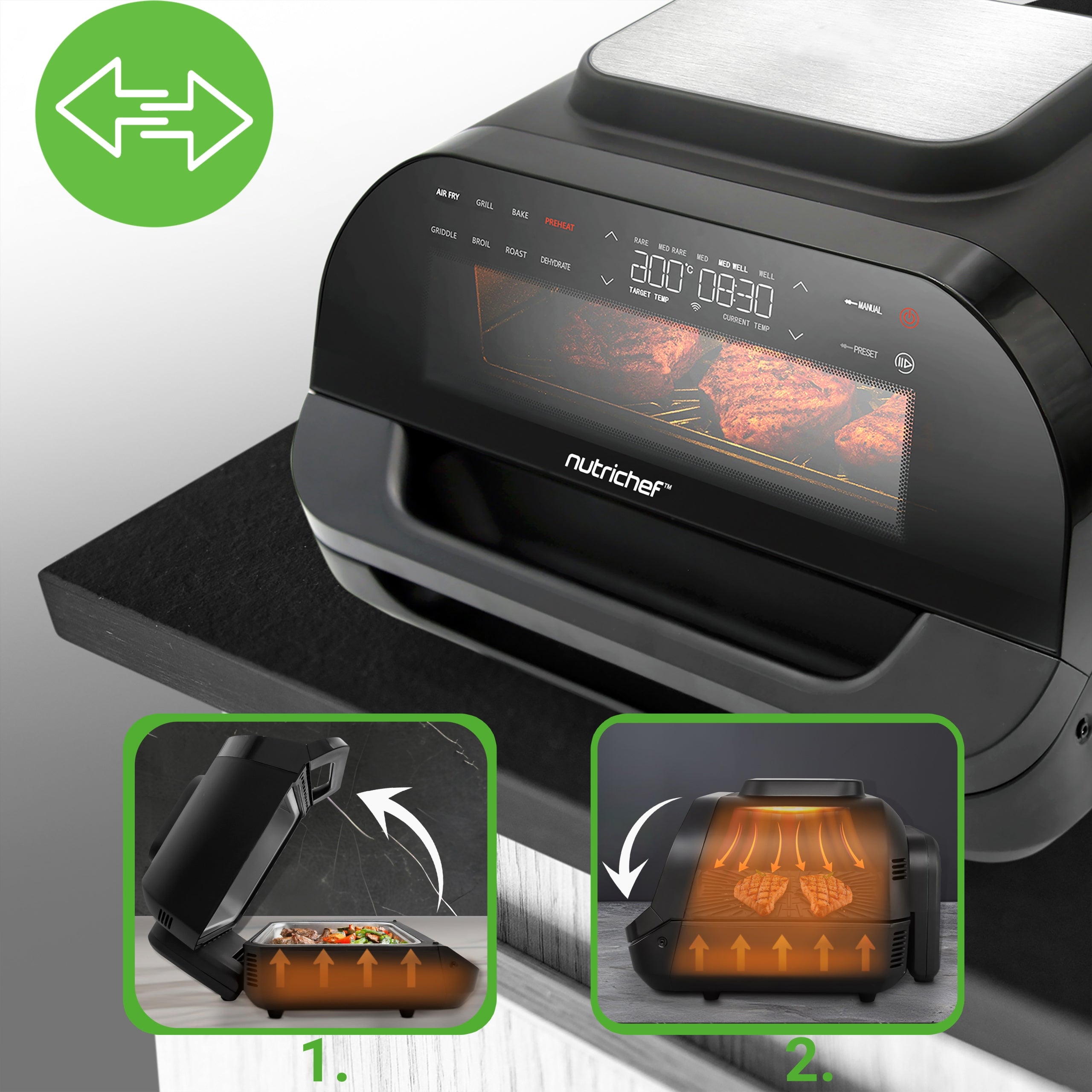 MINI OVEN GRILL ELECTRIC AIR FRYER NON-FAT AIR FRYER Dominant color black