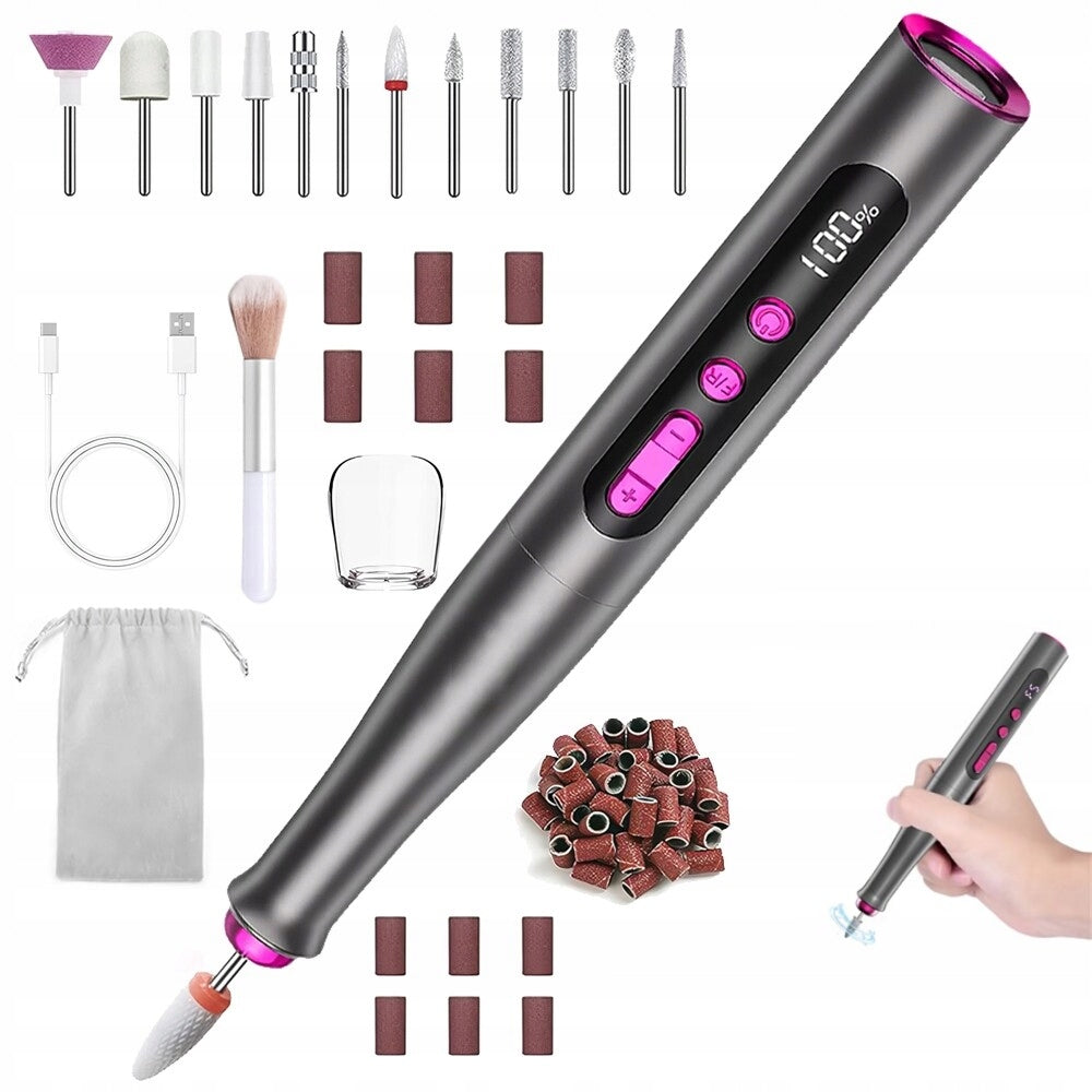 MINI PEN WIRELESS NAIL MILLING MACHINE For Manicure and Pedicure + CUTTERS
