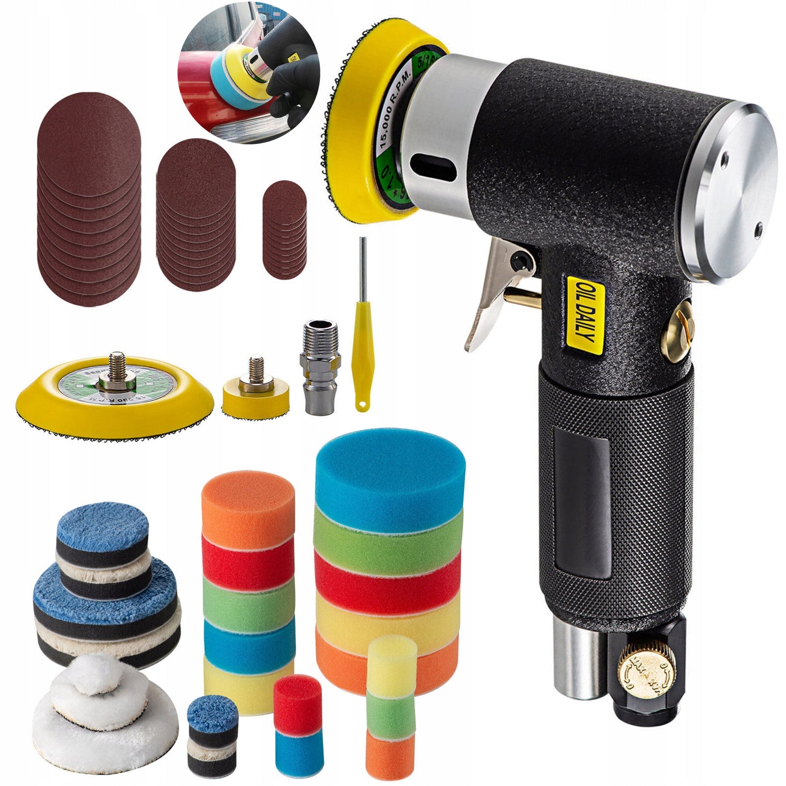 MINI PNEUMATIC POLISHER ECCENTRIC GRINDER 25/50/75MM POLISHER SET