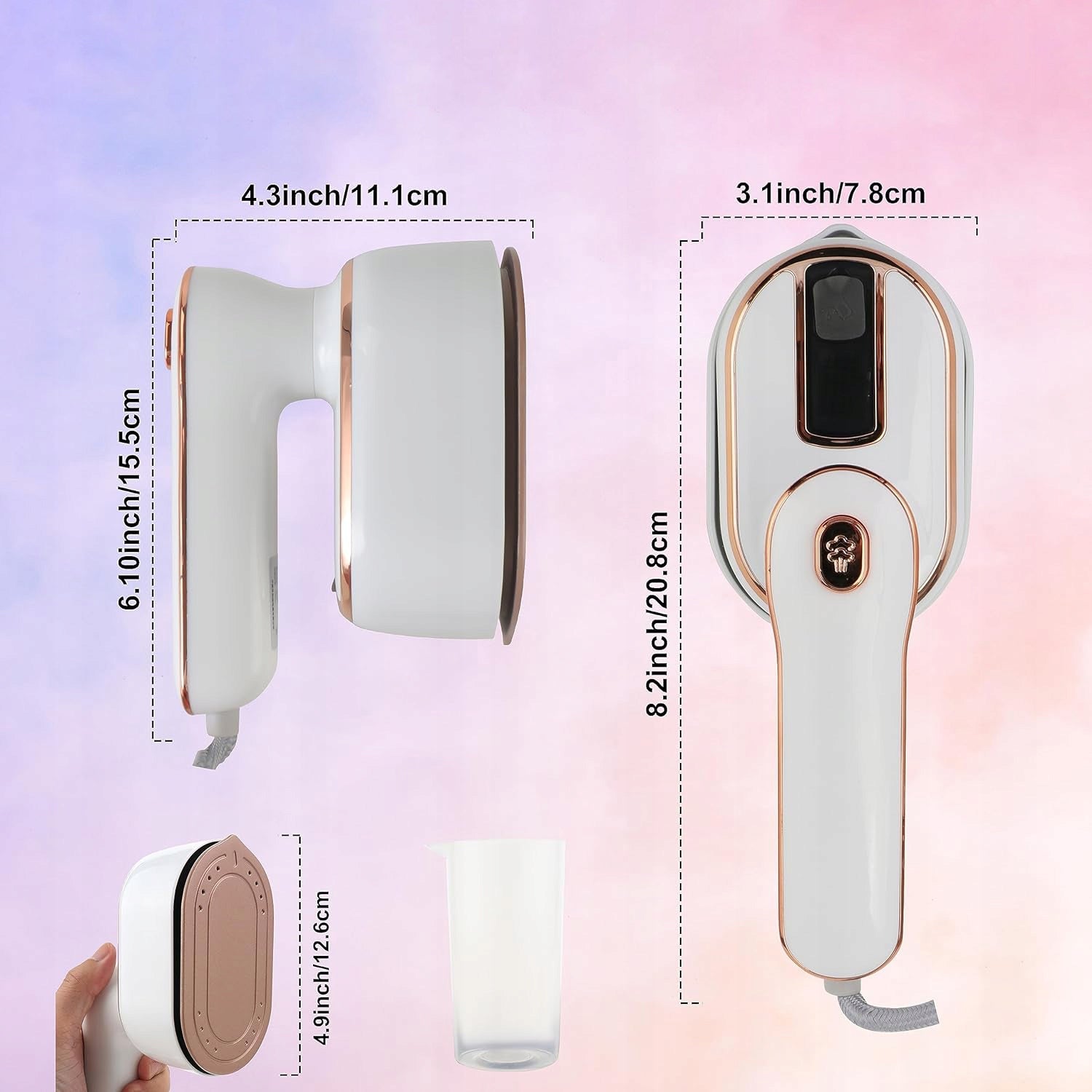 MINI PORTABLE TRAVEL STEAM IRON WHITE 1000W Dominant color white