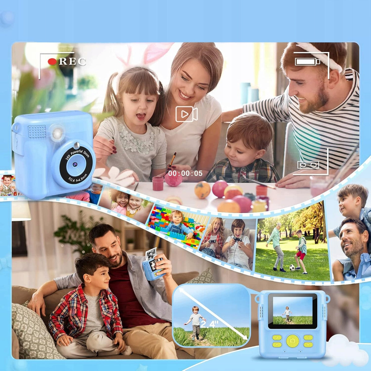 MINI PRINTER CAMERA WITH THERMAL PRINT CHILDREN 32GB LANYARD CASE STICKERS Manufacturer code 6PH0138PP