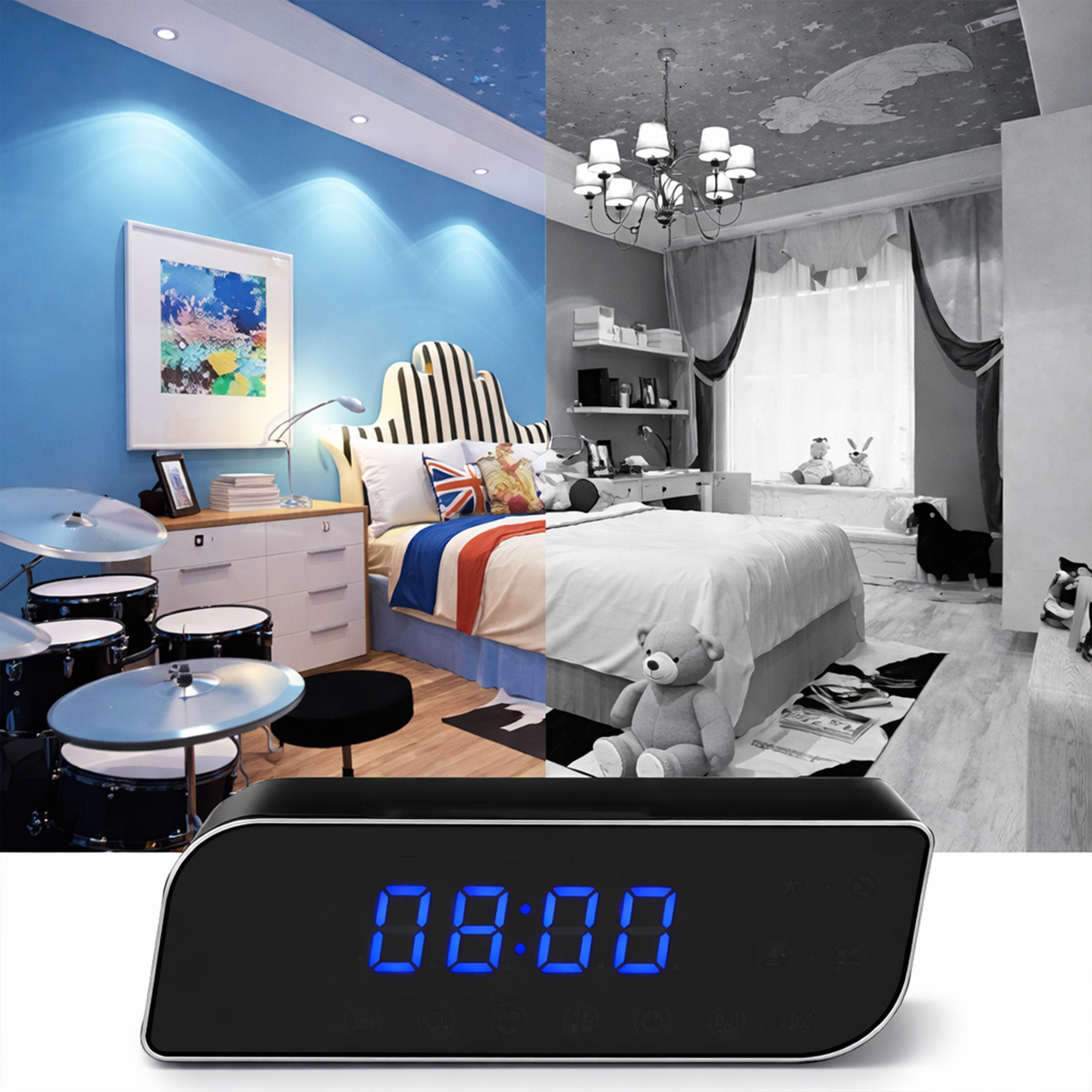 MINI SPY CAMERA IN ALARM CLOCK HIDDEN DETECTION FULL HD WIFI MOVEMENT CAMERA Packaging status original