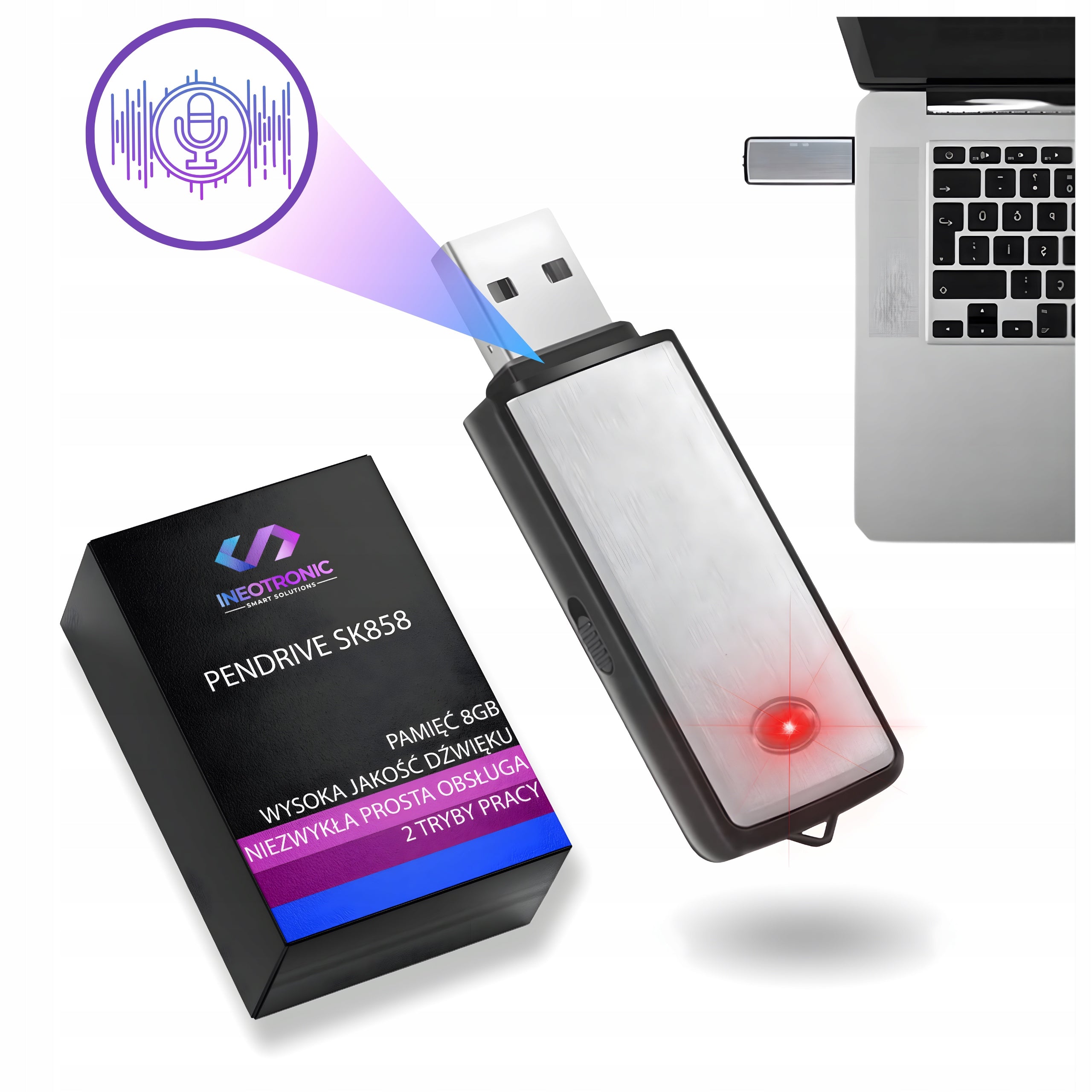 MINI SPY VOICE RECORDER EAVESDROPPING FLASH DRIVE DISCREET USB RECORDER 2in1