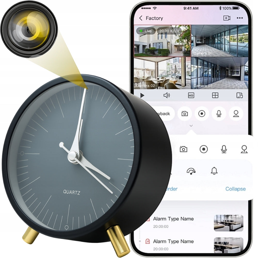 MINI SPY WIFI CAMERA HIDDEN IN ALARM CLOCK ANDROID REMOTE VIEWING