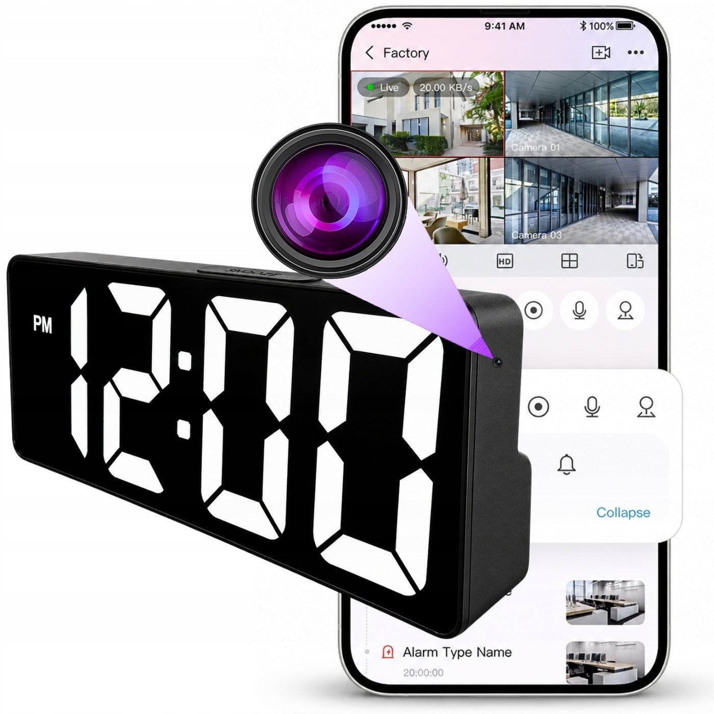 MINI SPY WIFI CAMERA HIDDEN IN ANDROID CLOCK REMOTE MOTION VIEW