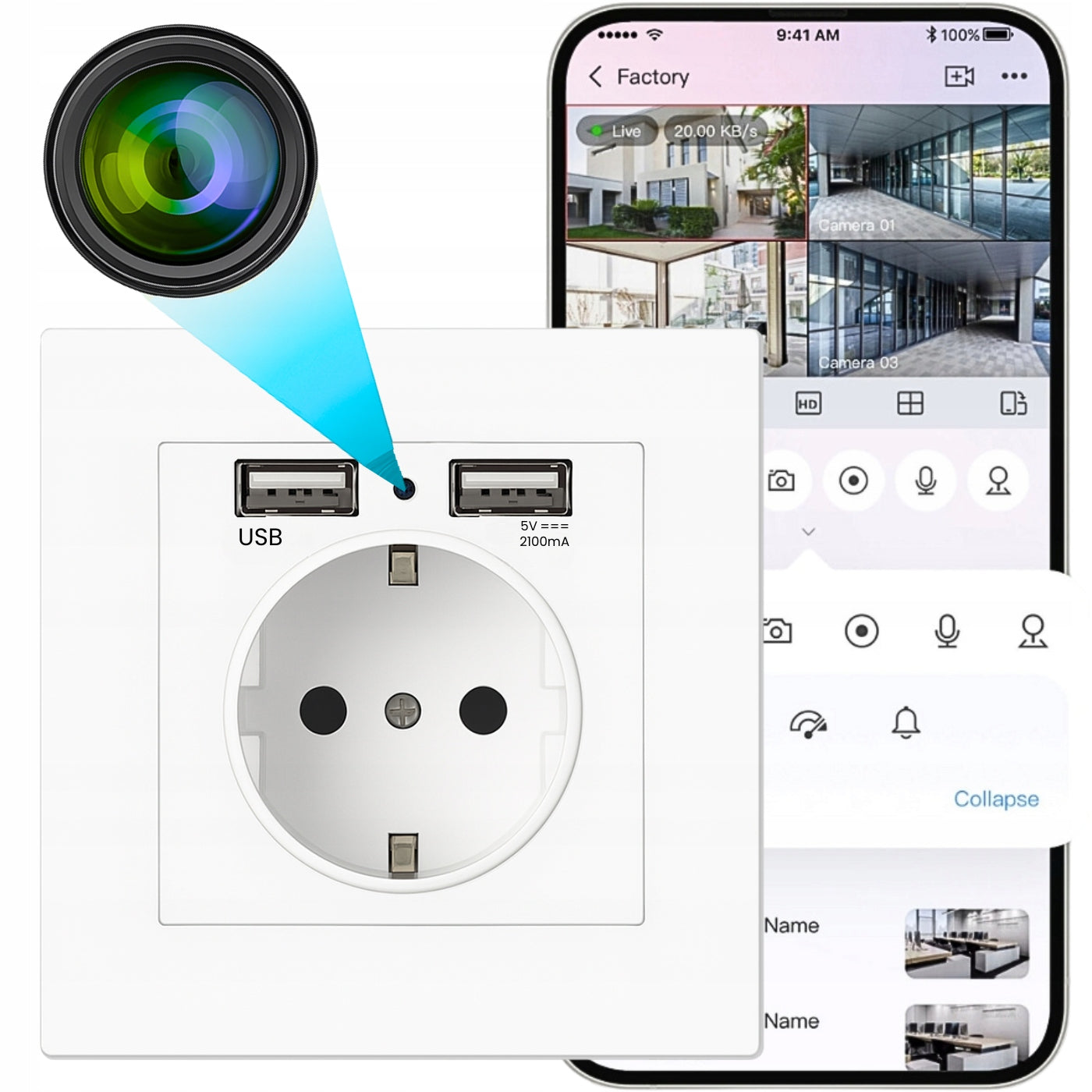 MINI SPY WIFI CAMERA HIDDEN IN ANDROID SOCKET REMOTE MOTION VIEW