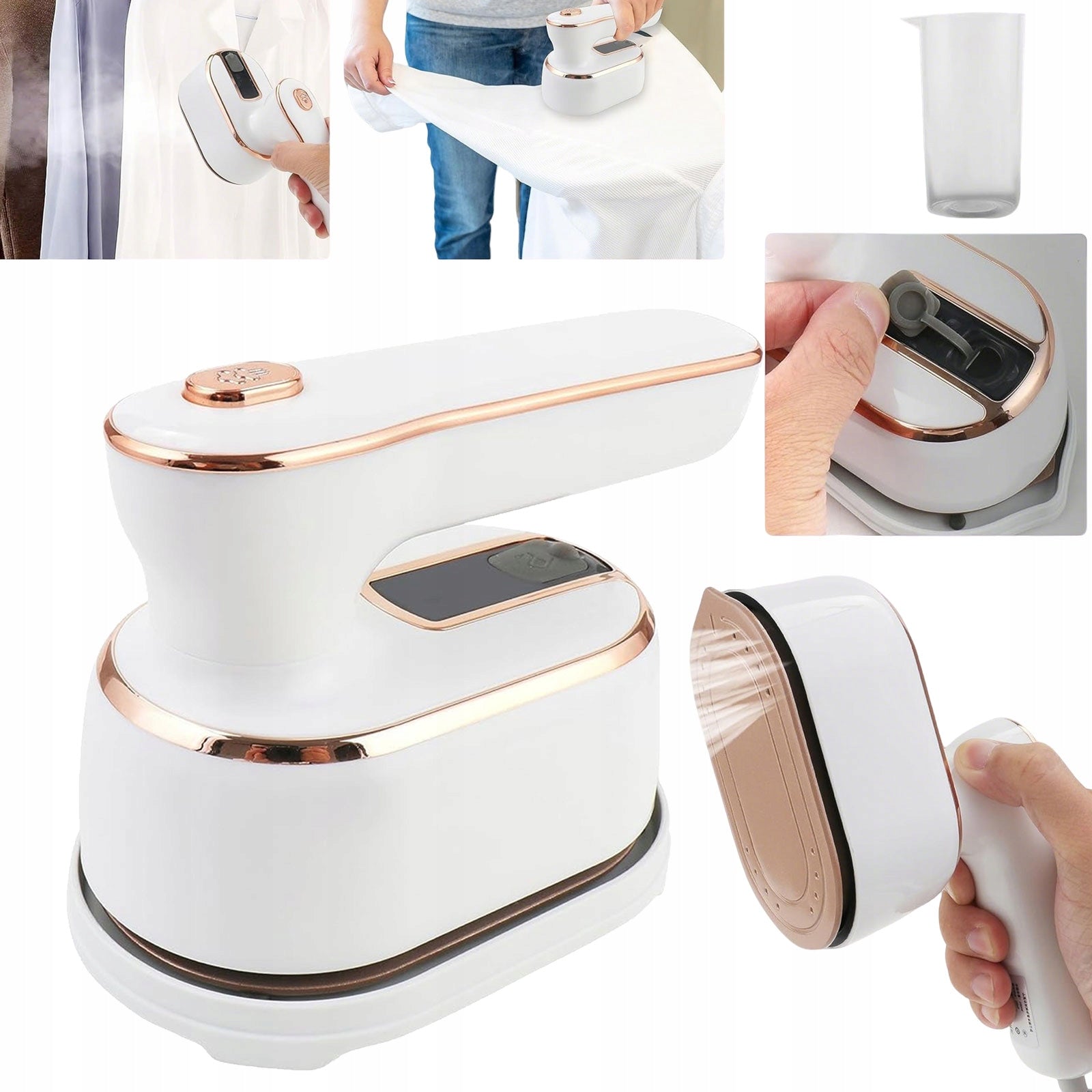 MINI STEAM IRON TRAVEL HANDHELD FOLDING 1000W PORTABLE WHITE FOR HOME TRIP