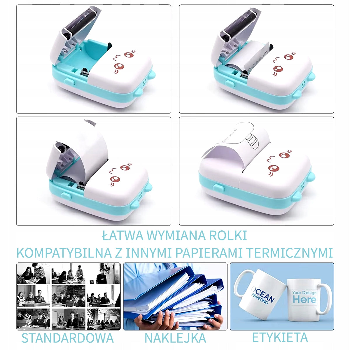 MINI THERMAL PRINTER CAT PORTABLE FOR KIDS FOR NOTE PHOTOS Manufacturer code 9145576279007