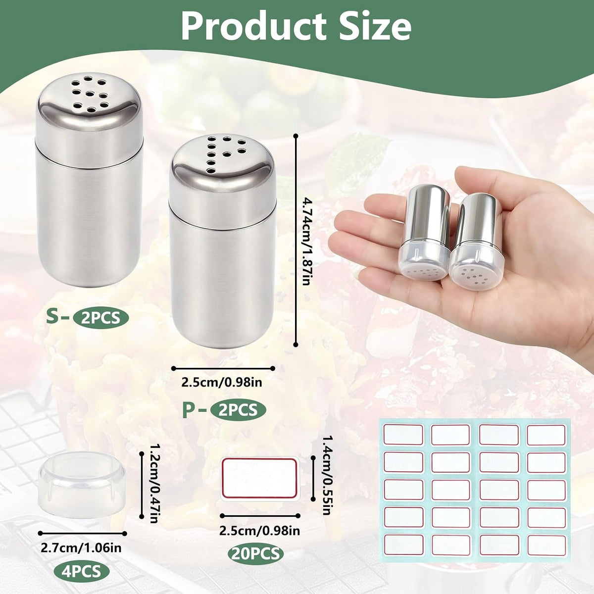 MINI TRAVEL SALTER SET OF 4 STAINLESS STEEL WITH LID 5ML Brand no brand