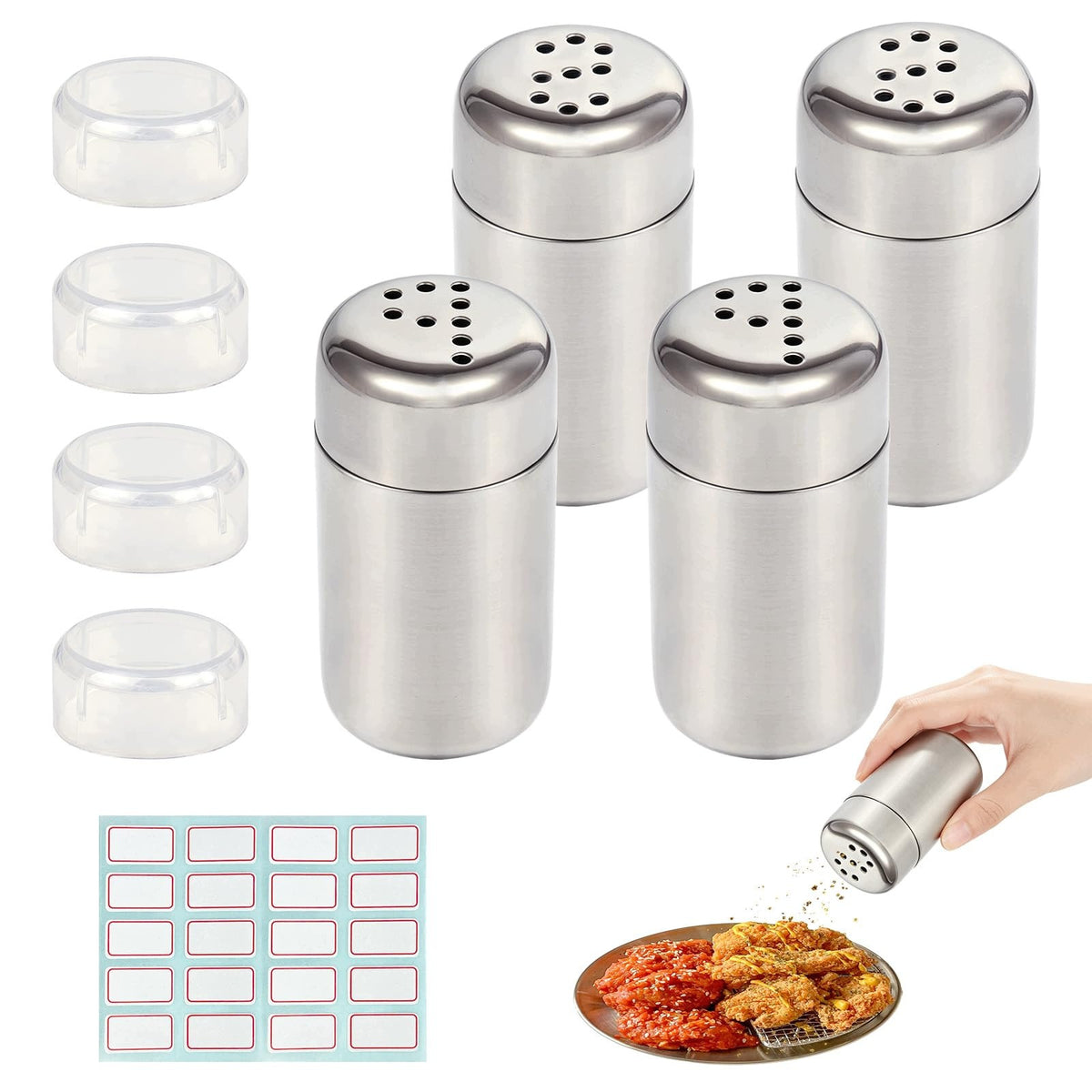 MINI TRAVEL SALTER SET OF 4 STAINLESS STEEL WITH LID 5ML