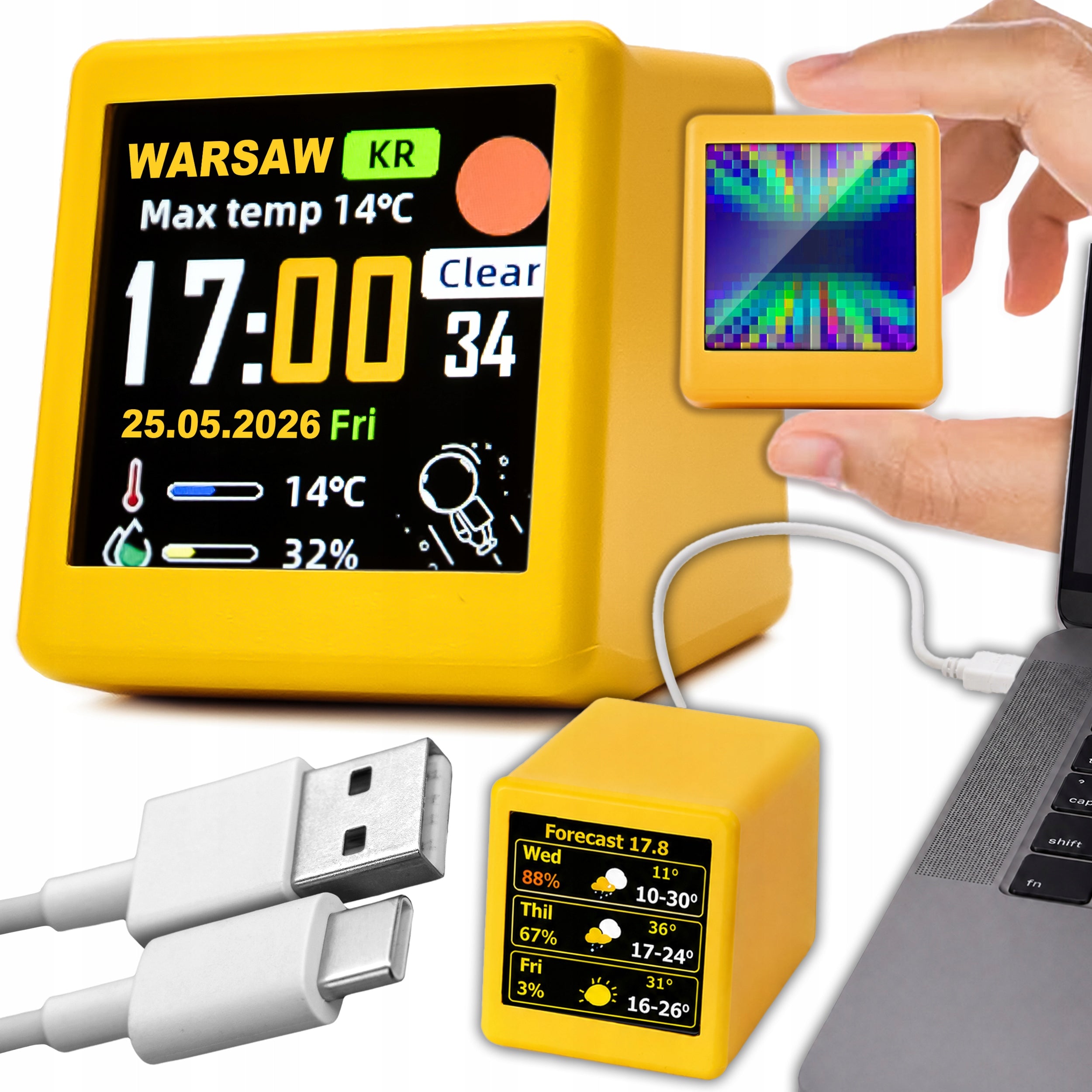 MINI WEATHER STATION ELECTORAL CLOCK LED WIFI DIGITAL SMART WALLPAPER