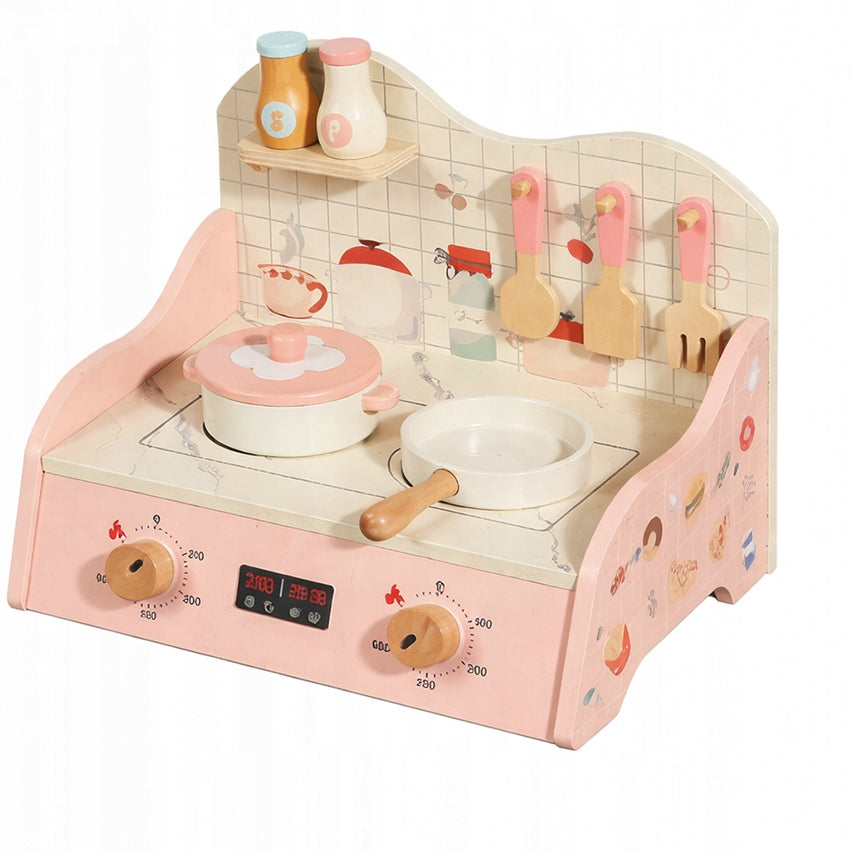 MINI WOODEN KITCHEN FOR CHILDREN Pink Educational Toy Akcesoria Packaging status original
