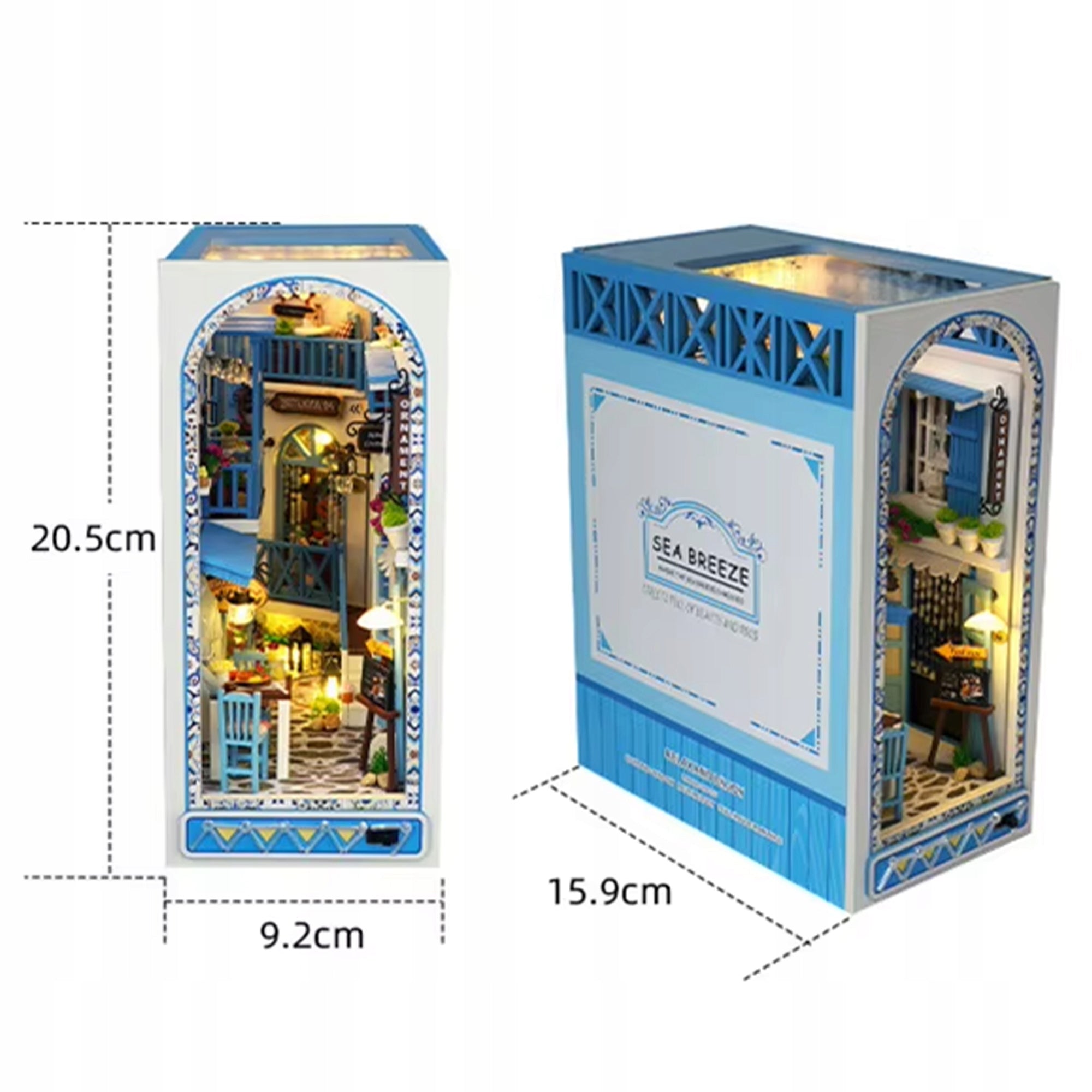 MINIATURE MODEL DIY PUZZLE 3D SET WITH LIGHTS GREEK WOODEN STREET Manufacturer code 008436 PUZZLE 3D MINIATUROWA GRECKA ULICZKA
