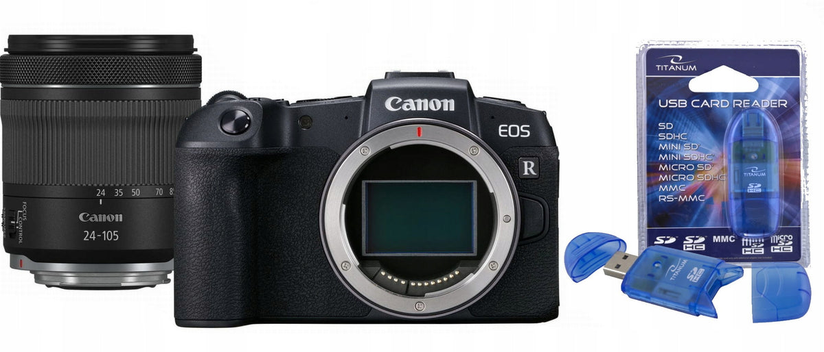 MIRRORLESS CAMERA CANON EOS RP + RF 24-105mm F4-7.1 IS STM + READER