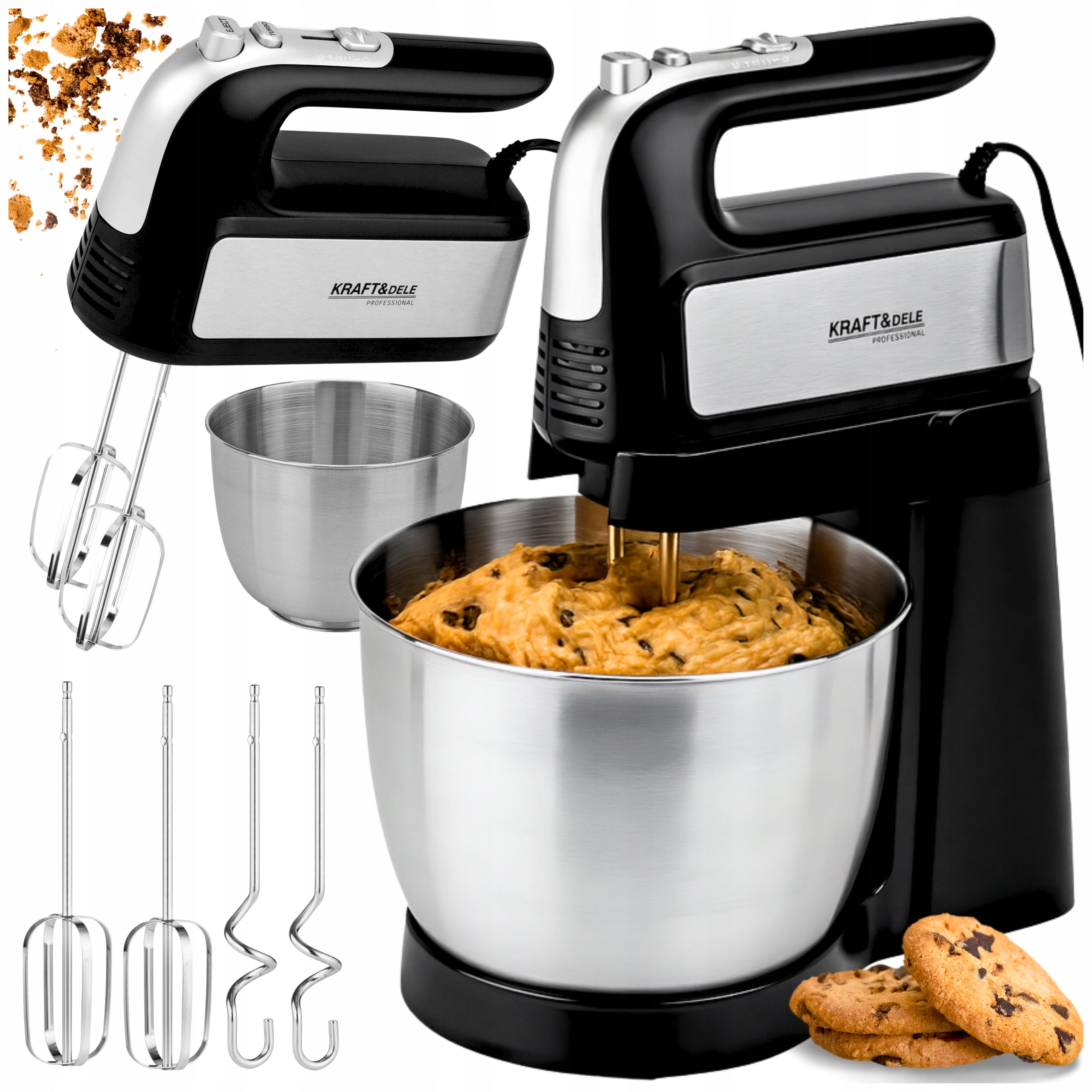 MIXER WITH BOWL HANDHELD MULTIFUNCTIONAL FOOD PROCESSOR 1000W TURBO 5 Gears