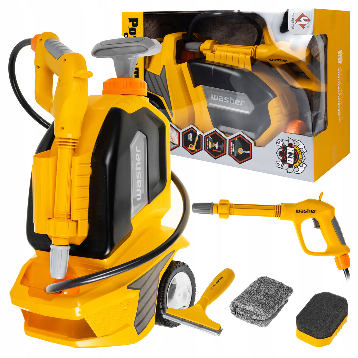 MOBILE CAR WASH FOR CHILDREN WATER PRESSURE WASHER + ACCESSORIES