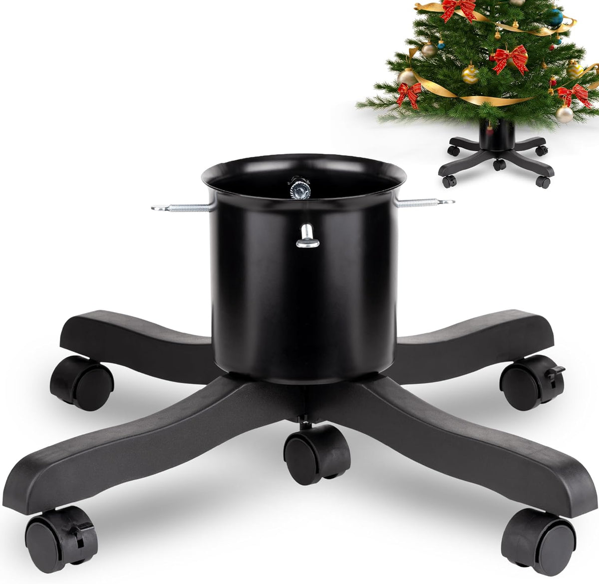 MOBILE LIVE CHRISTMAS TREE STAND 2m WITH WATER CONTAINER