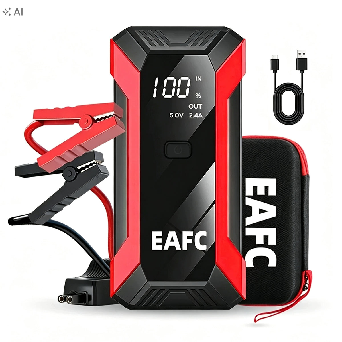 MOCNY ROZRUSZNIK JUMP STARTER BOOSTER POWERBANK 12V 2000A Z LED SOS