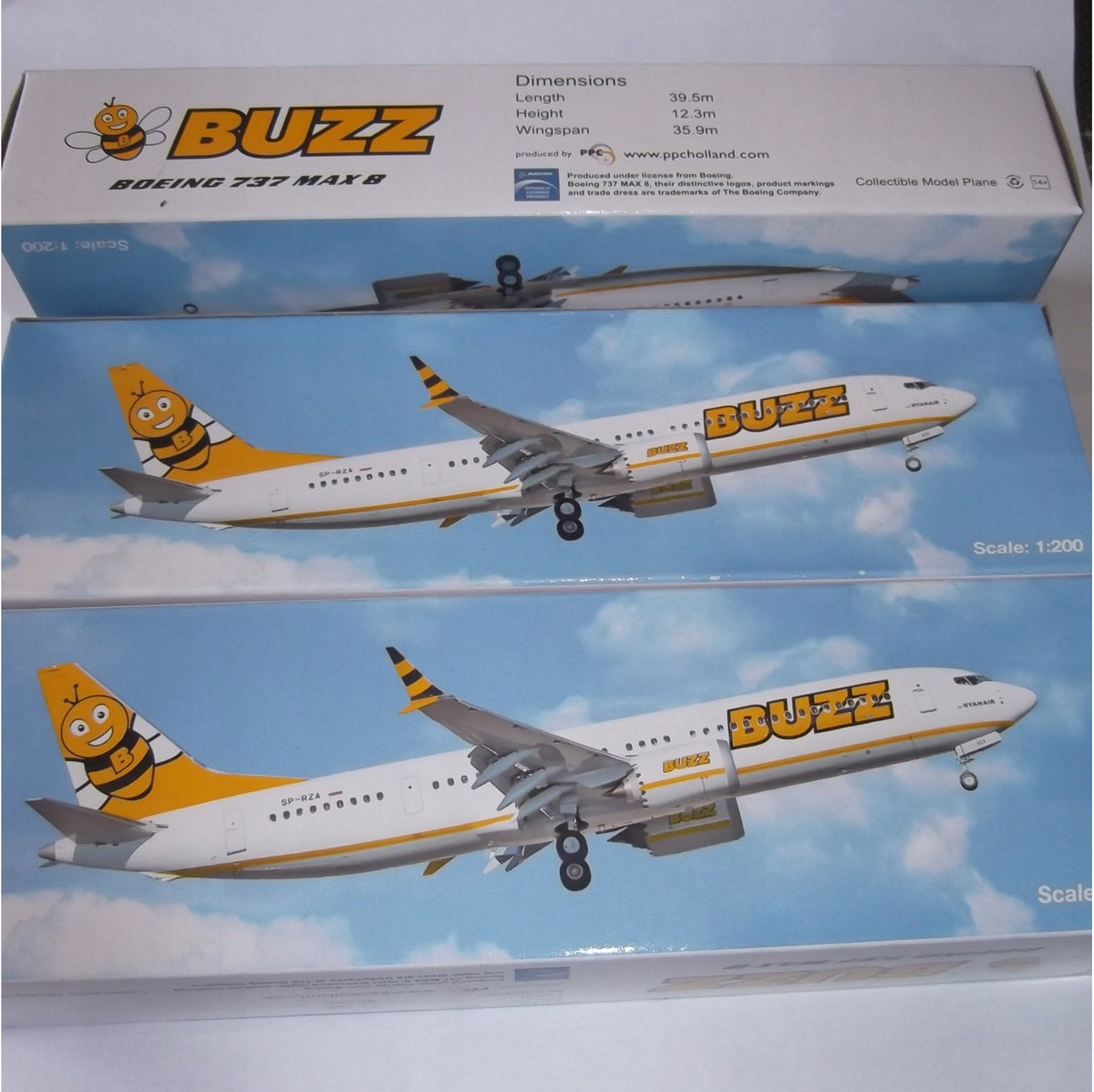 MODEL AIRCRAFT BOEING 737 MAX 8 RYANAIR BUZZ SP-RZA - PPC 1/200 Brand PPC