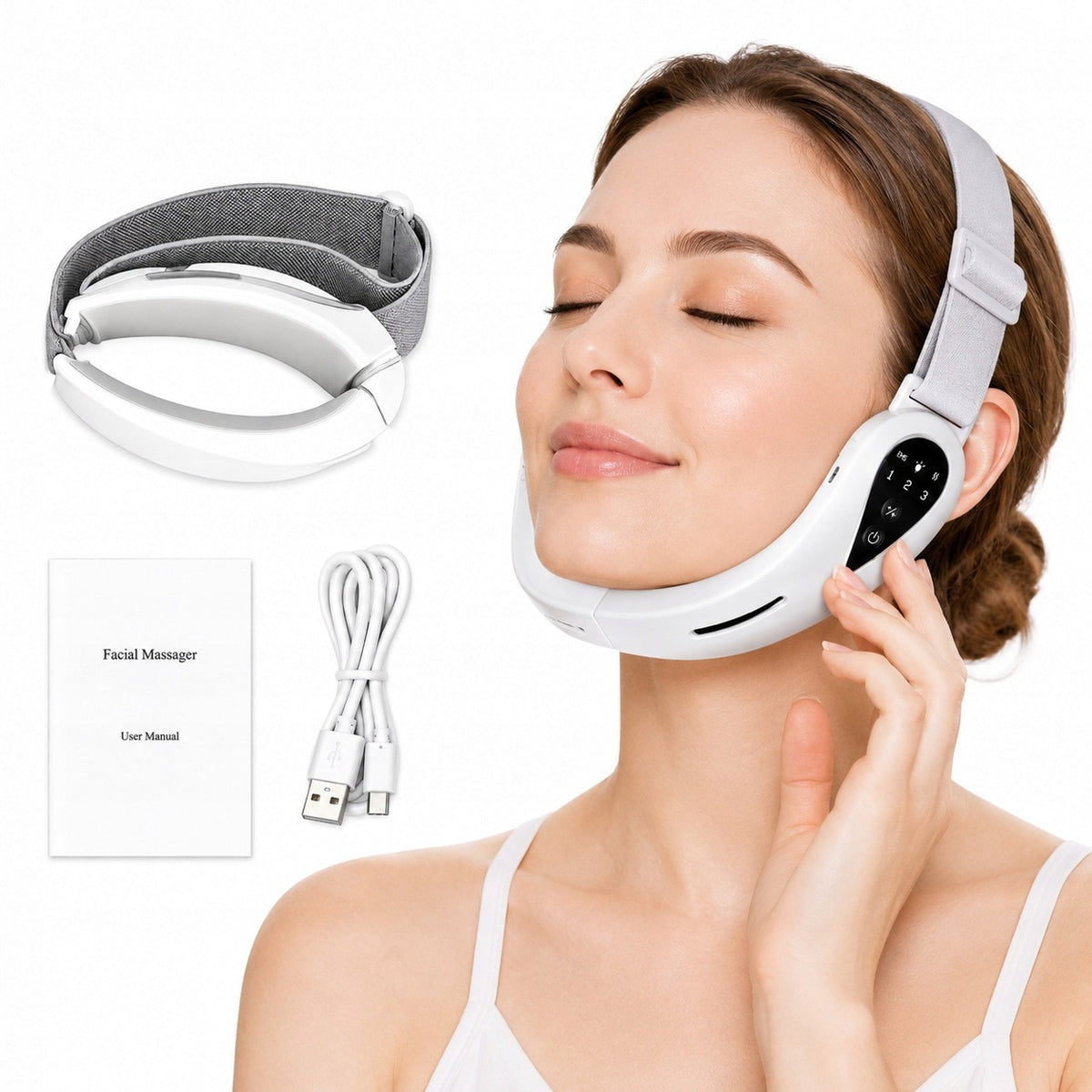 MODELING FACE MASSAGER LIFTING EMS USB PHOTOTHERAPY FOR CHIN 400MAH