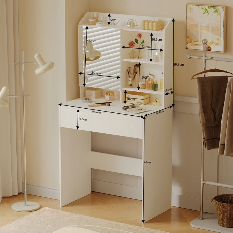 MODERN DRESSING TABLE COSMETIC WITH OPENING MIRROR LOFT DRAWER GLAMOUR Furniture color white