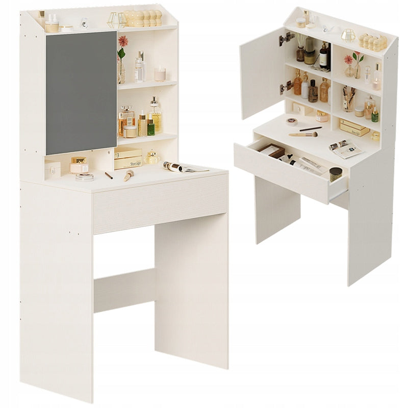 MODERN DRESSING TABLE COSMETIC WITH OPENING MIRROR LOFT DRAWER GLAMOUR