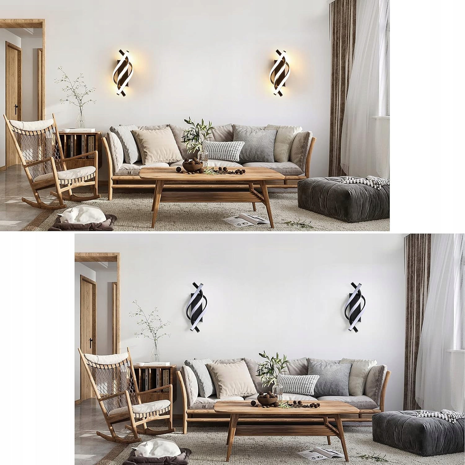 MODERN INDOOR WALL LAMP 22 IN, OUTDOOR SPIRAL WALL LAMP Packaging status original