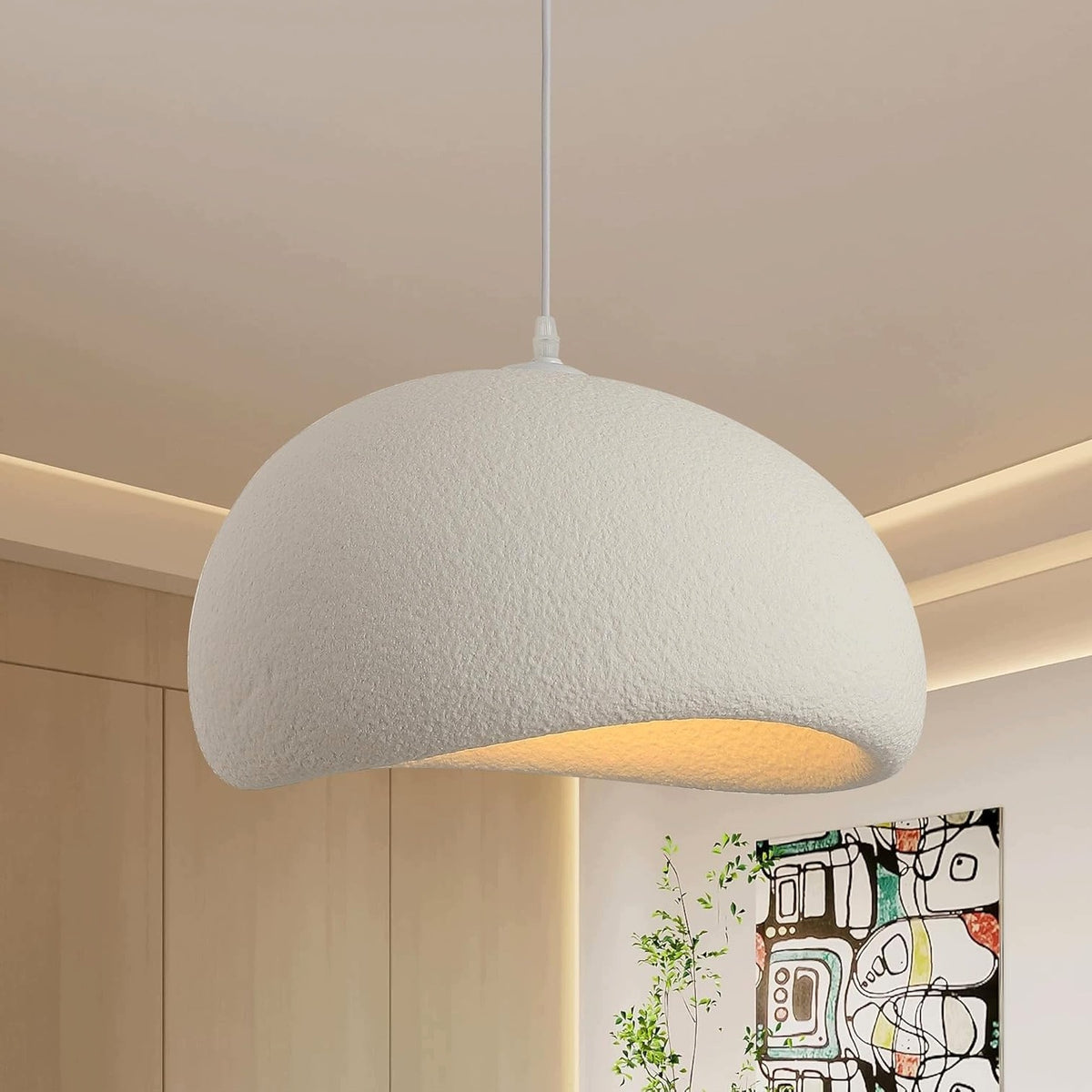 MODERN PENDANT LAMP 40CM WITH E27 WHITE SCREEN WABI SABI NEST BIRD