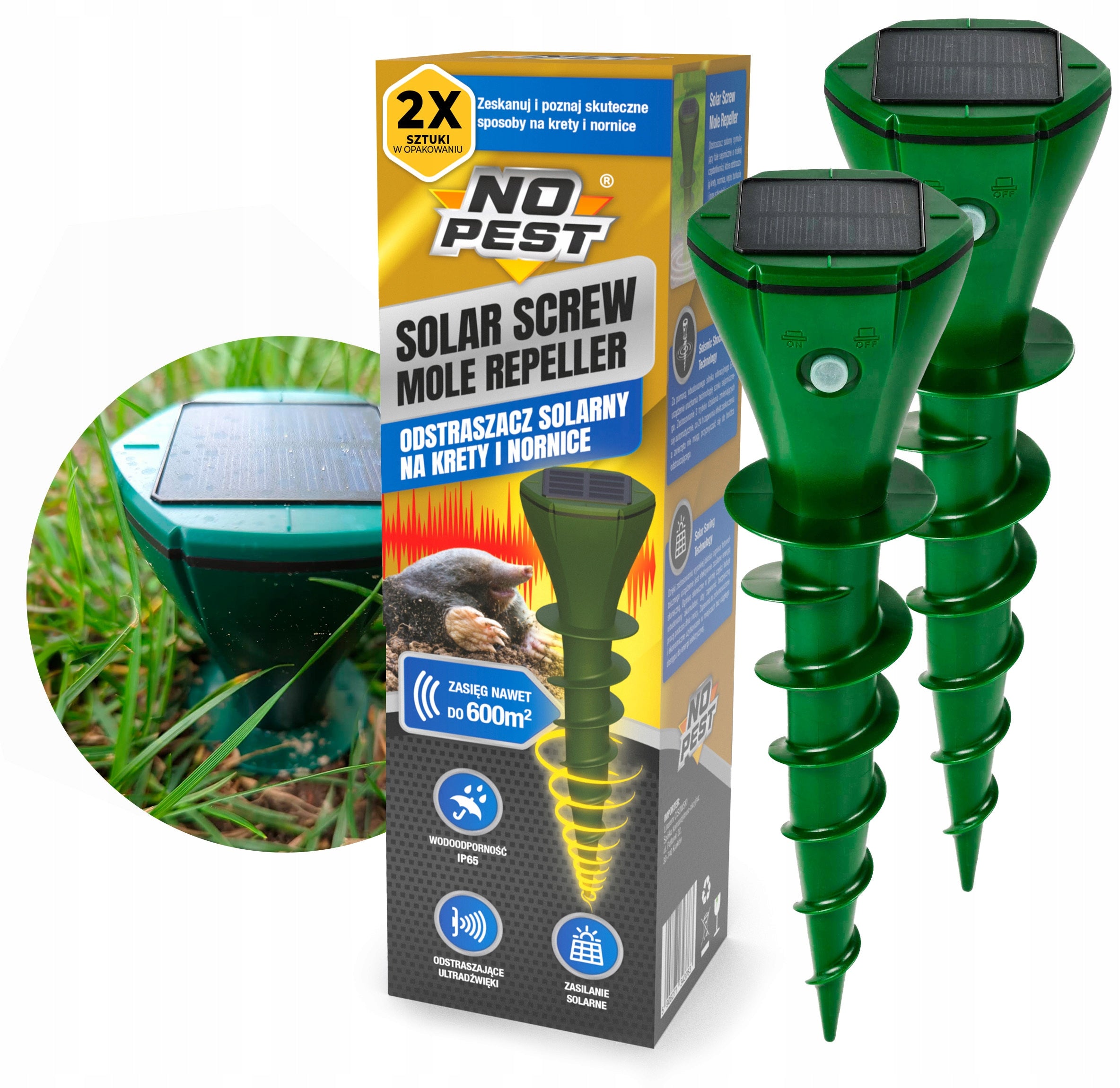 MOLE REPELLENT VOLES SNAKES MOLE REPELLENT SOLAR VOLES (2 PCS) Kind repellent