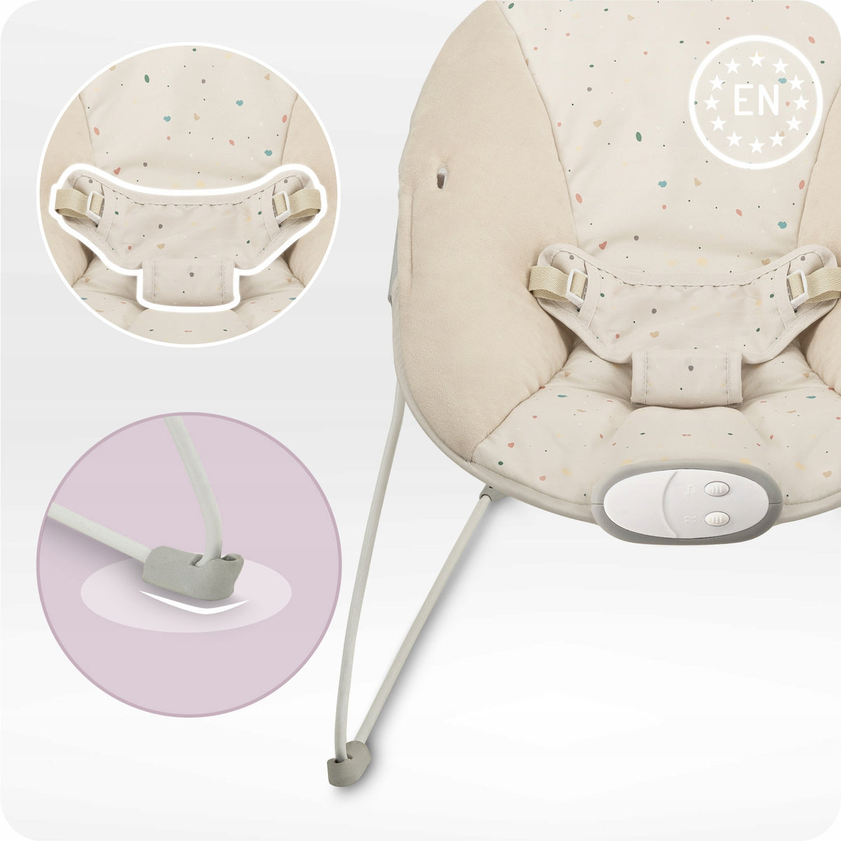 MOMI Vibrating lounger with melodies MoMi GLOSSY beige Manufacturer code BULE00044
