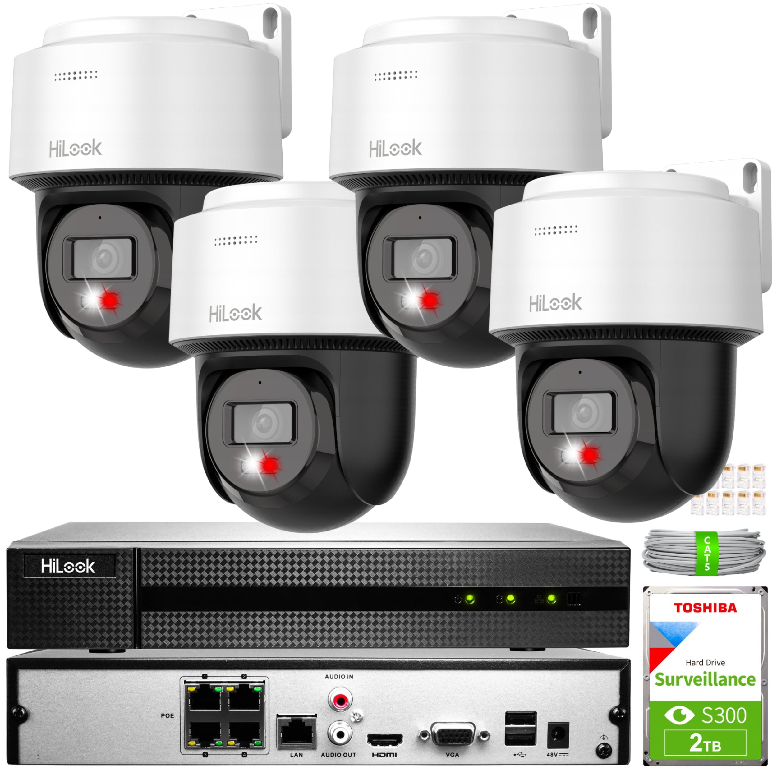 MONITORING KIT 4x PTZ-N2C600M-DE 6MPX IP IR30M HILOOK BY HIKVISION