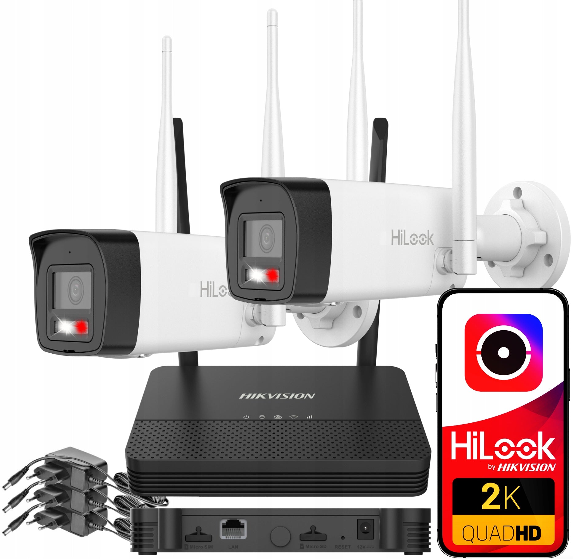 MONITORINNGU WIFI SET 4MP FULL COLOR HILOOK BY HIKVISION 2 CAMERAS IP67