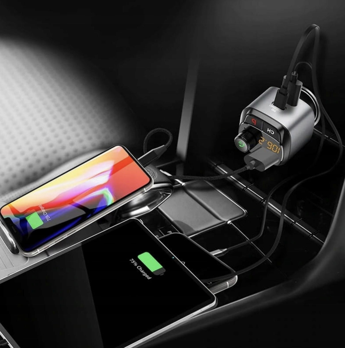 MONPAX BLUETOOTH CAR TRANSMITTER WITH QC 3.0 CHARGER AND MICROPHONE Manufacturer code TRANSMITER ZESTAW DO SAMOCHODU ŁADOWARKA