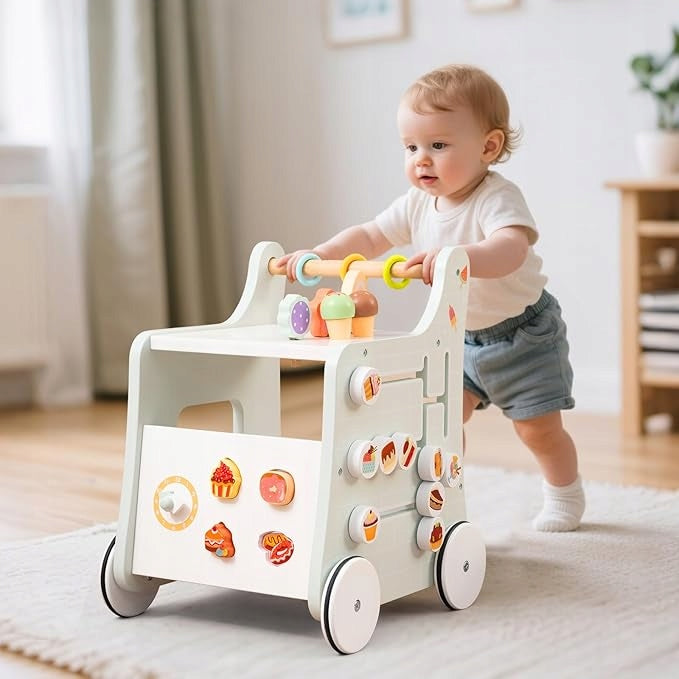 MONTESSORI AUXILIARY STROLLER FOR LEARNING TO WALK FROM 1 YEAR OF AGE WOODEN Packaging status original